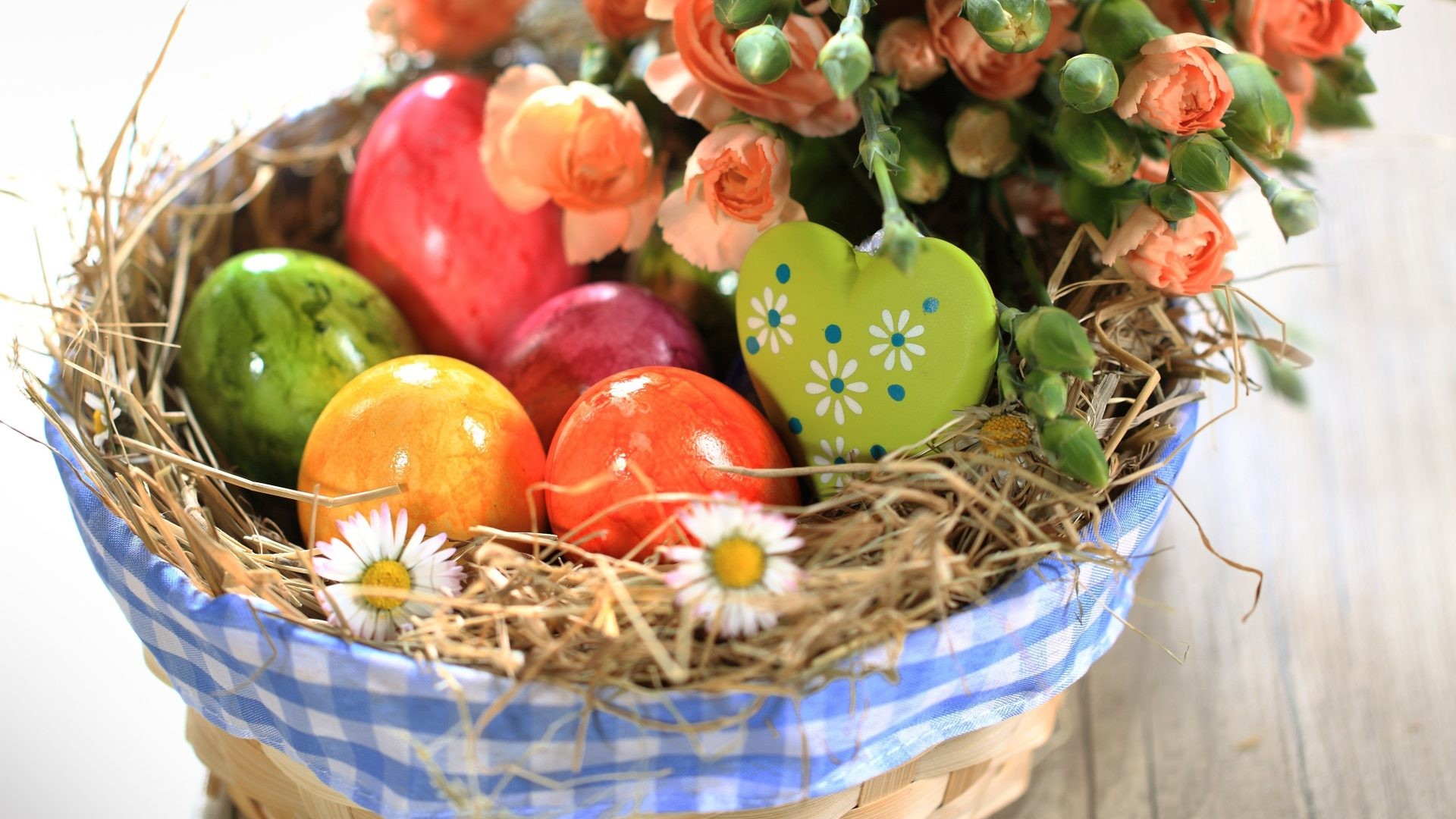 1920x1080 Happy Tag - Happy Life Heart Easter Still Basket Roses Eggs Flowers  Wallpaper Windows 7 Flower