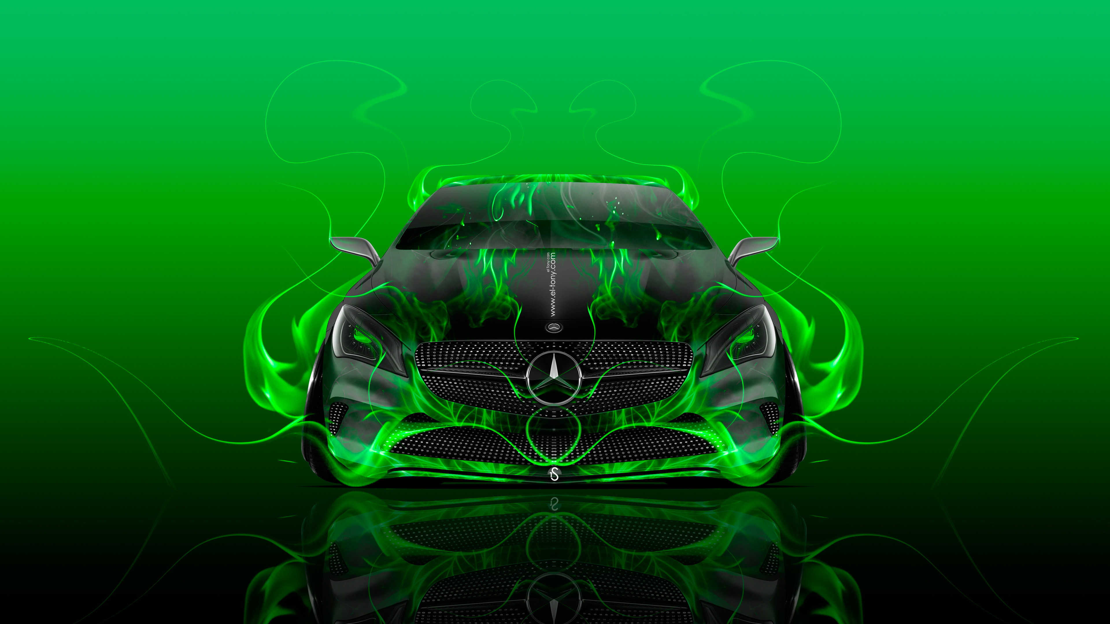 3840x2160 ... mercedes-benz-coupe-front-fire-flame-abstract-car- ...