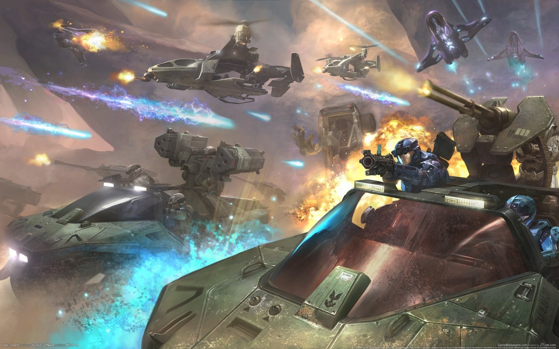 1920x1200 halo: reach game wallpapers sci-fi future spaceships fire alien world planet  halo world