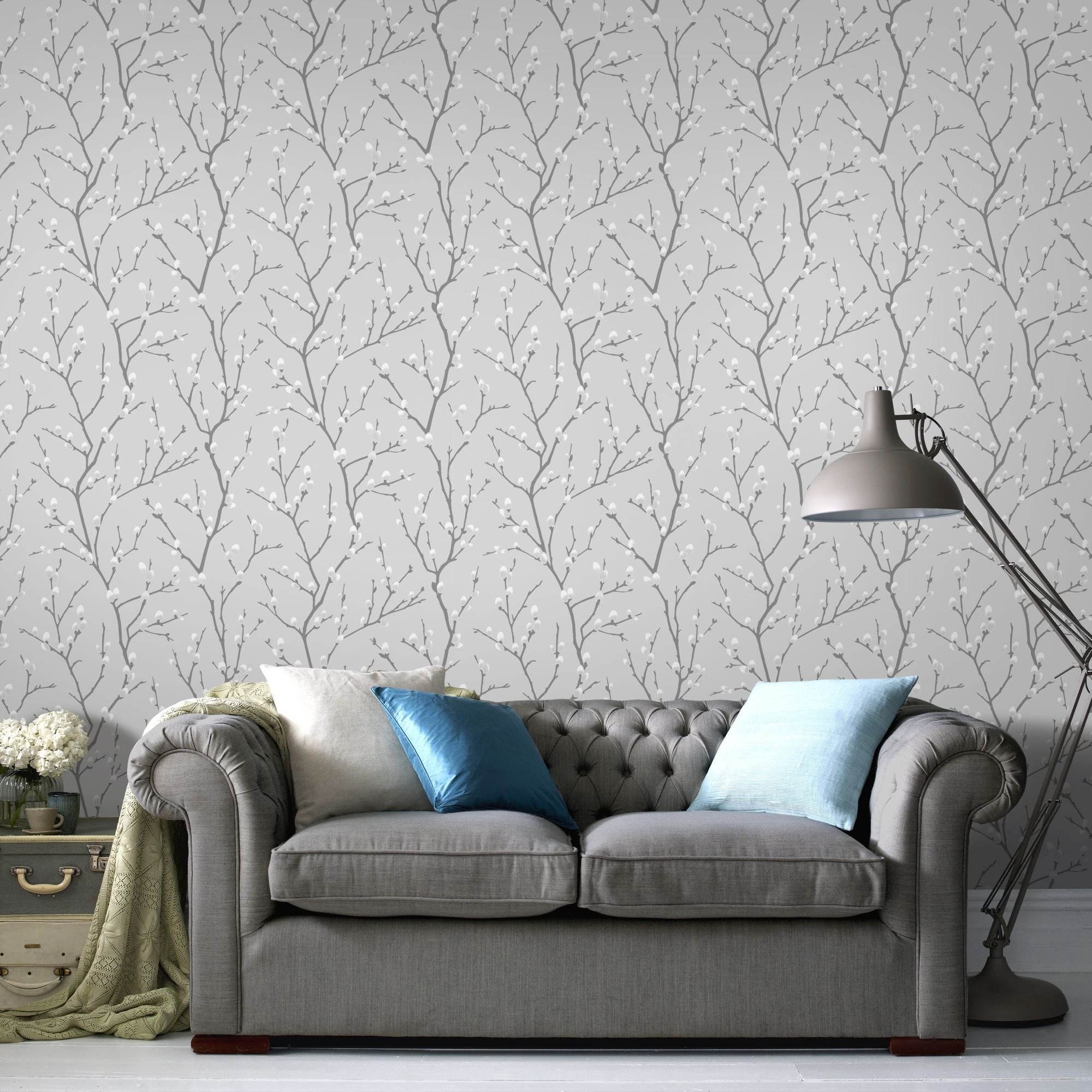 2000x2000 Karma Wallpaper in Grey from the Innocence Collection by Graham & Brown