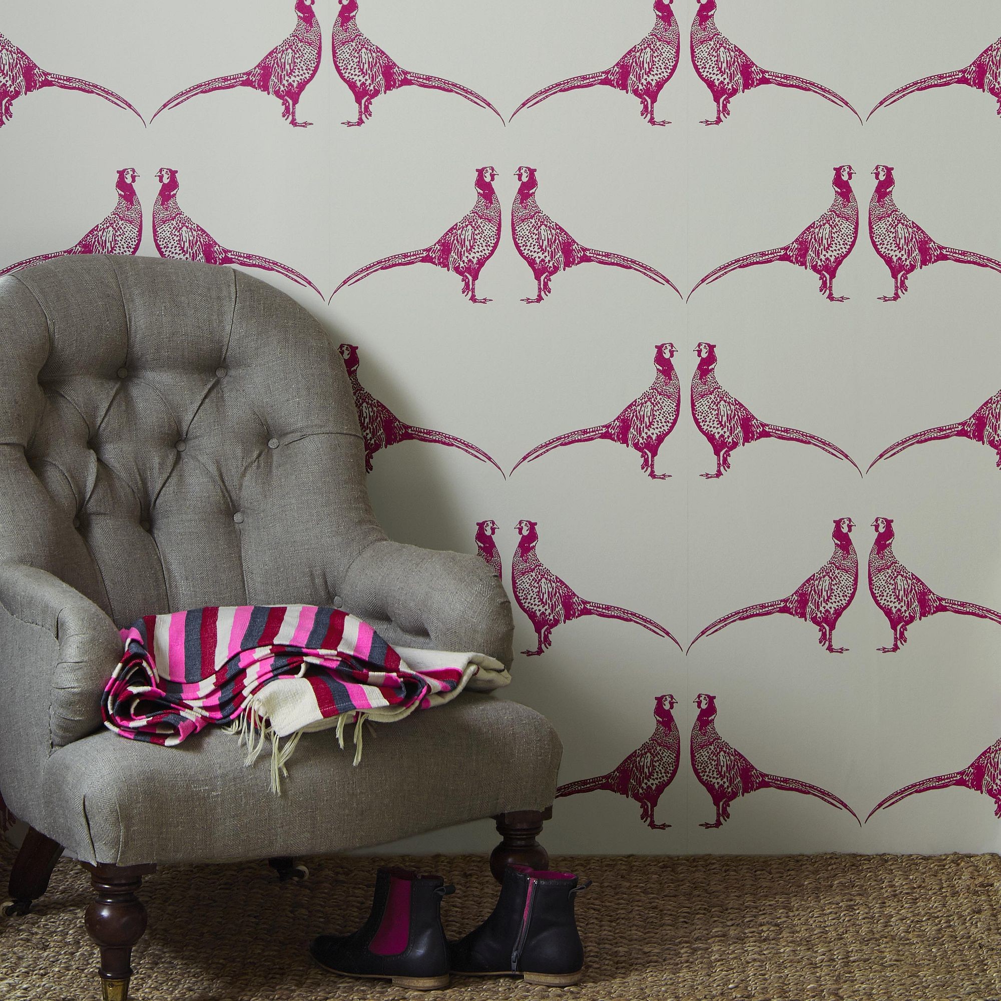 2000x2000 ... Barneby Gates Pheasant Pink Wallpaper extra image