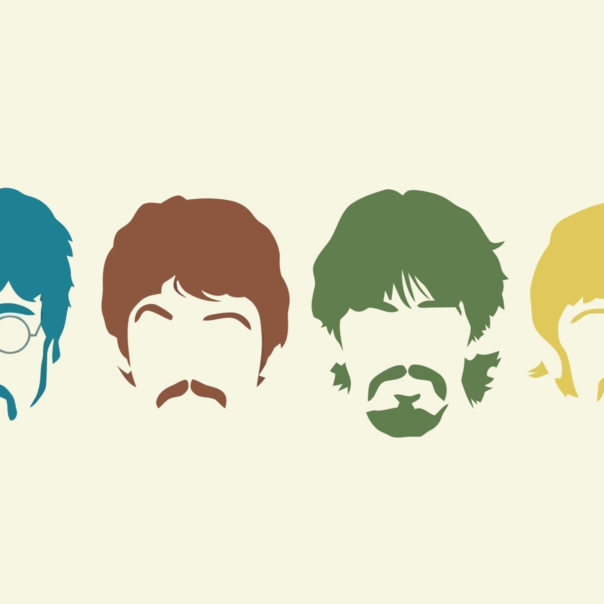 2048x2048 Preview wallpaper the beatles, silhouette, haircut, mustache, members  