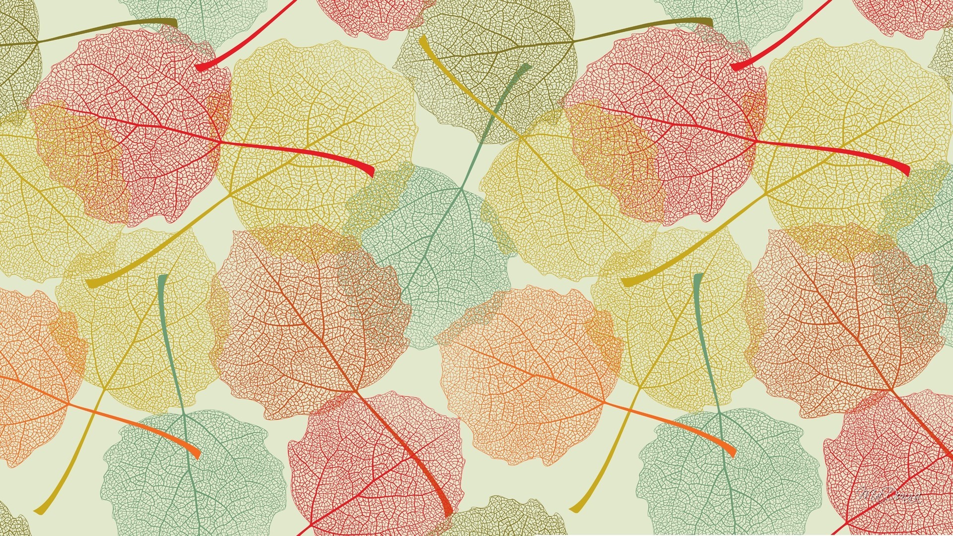 1920x1080 Softly Fallen Leaves Lite Autumn Pale Soft Pastel Fall Dual Monitor  Background - 