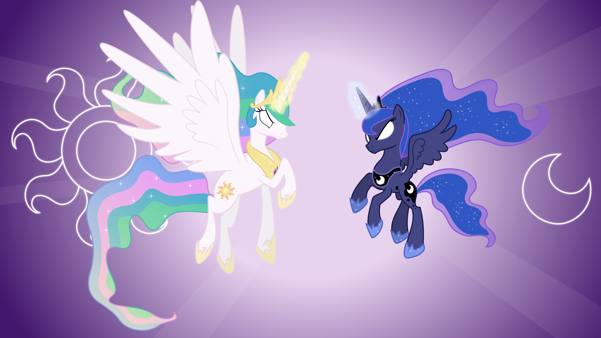 1920x1080 ... Celestia and Luna Attacking (Wallpapers) by 90Sigma
