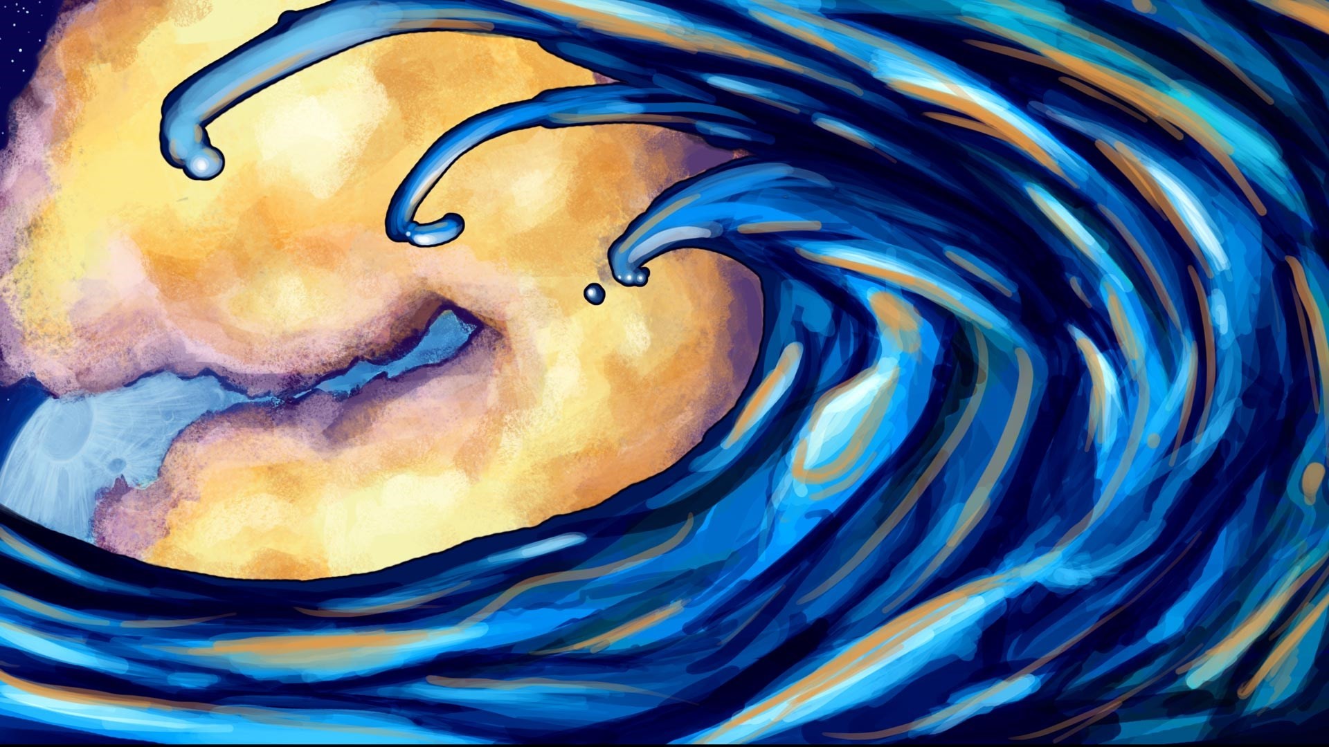 1920x1080 wallpaper.wiki-Blue-Ocean-Waves-Artsy-Wallpaper-for-