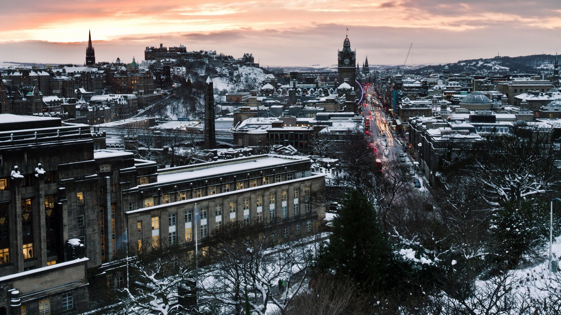 1920x1080 ... Background Full HD 1080p.  Wallpaper edinburgh, scotland,  winter, snow, city