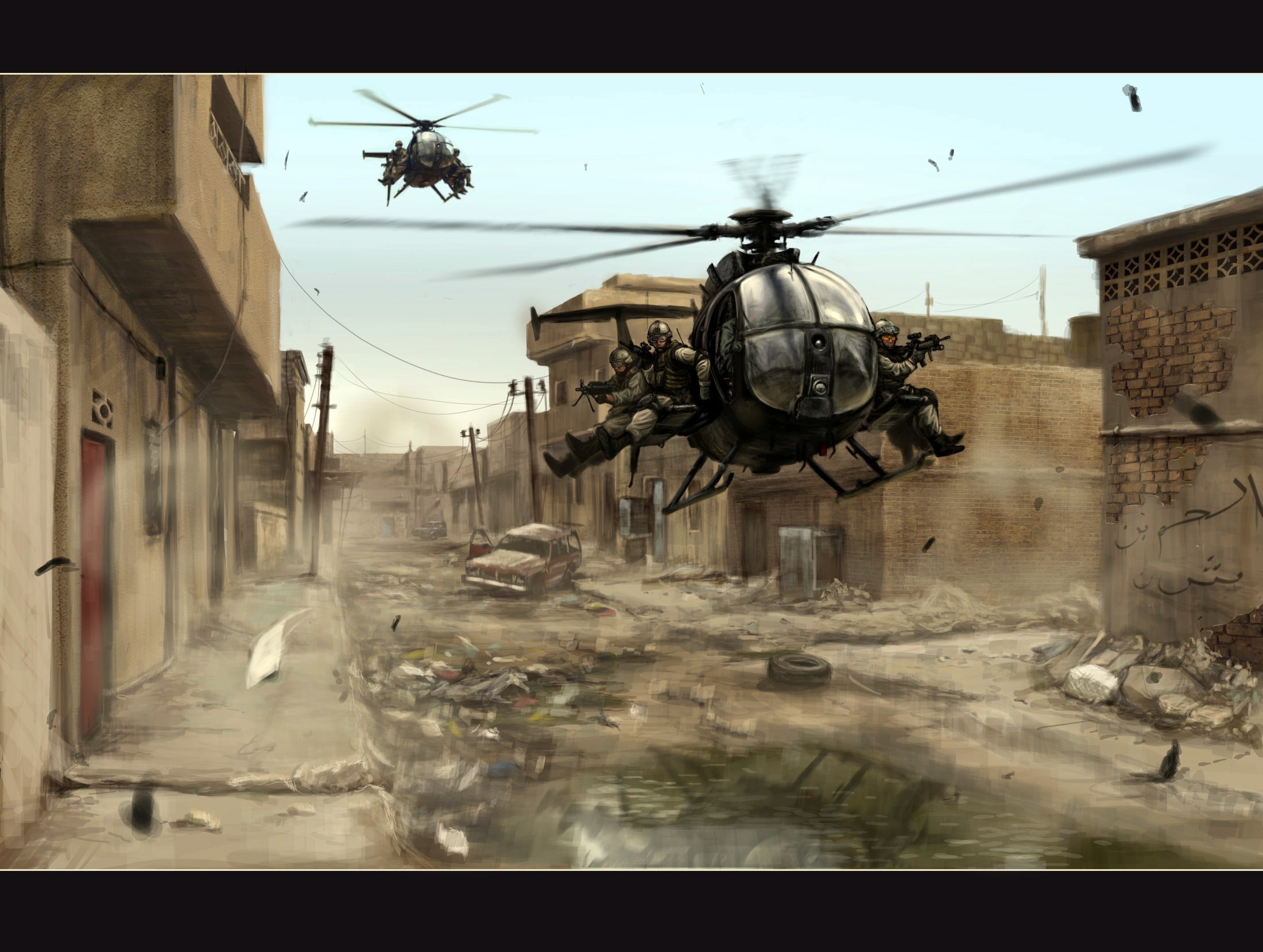 2200x1659 Guns military helicopters chopper black hawk down wallpaper