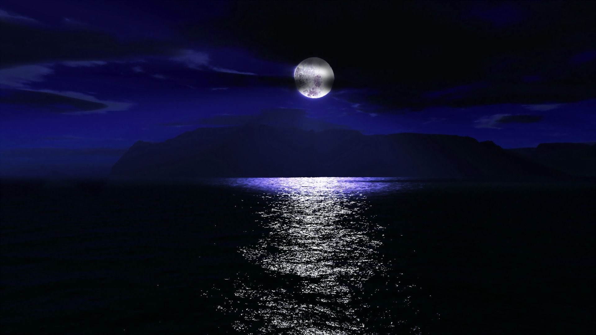 1920x1080 Full Moon Over The Sea