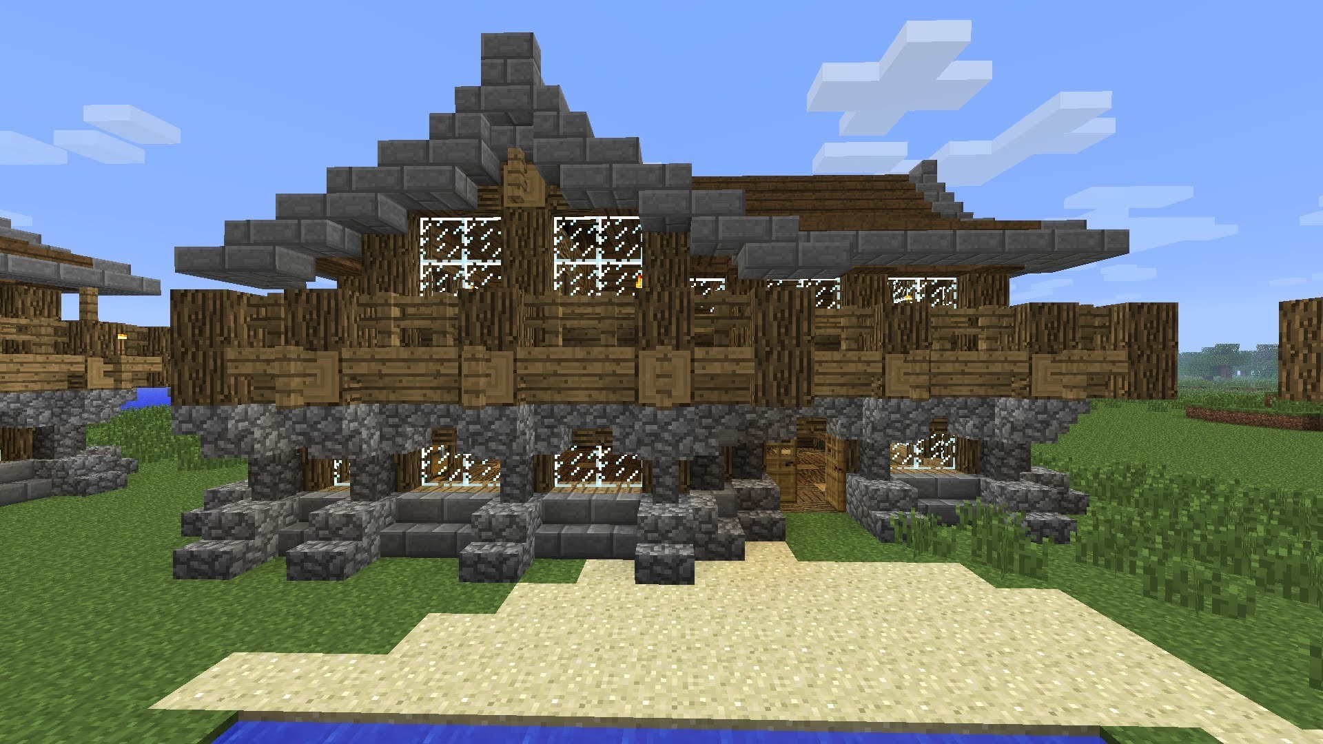 1920x1080 Minecraft - How to Build A Large Medieval Rustic Log Cabin House 3 Part 1/3  - YouTube
