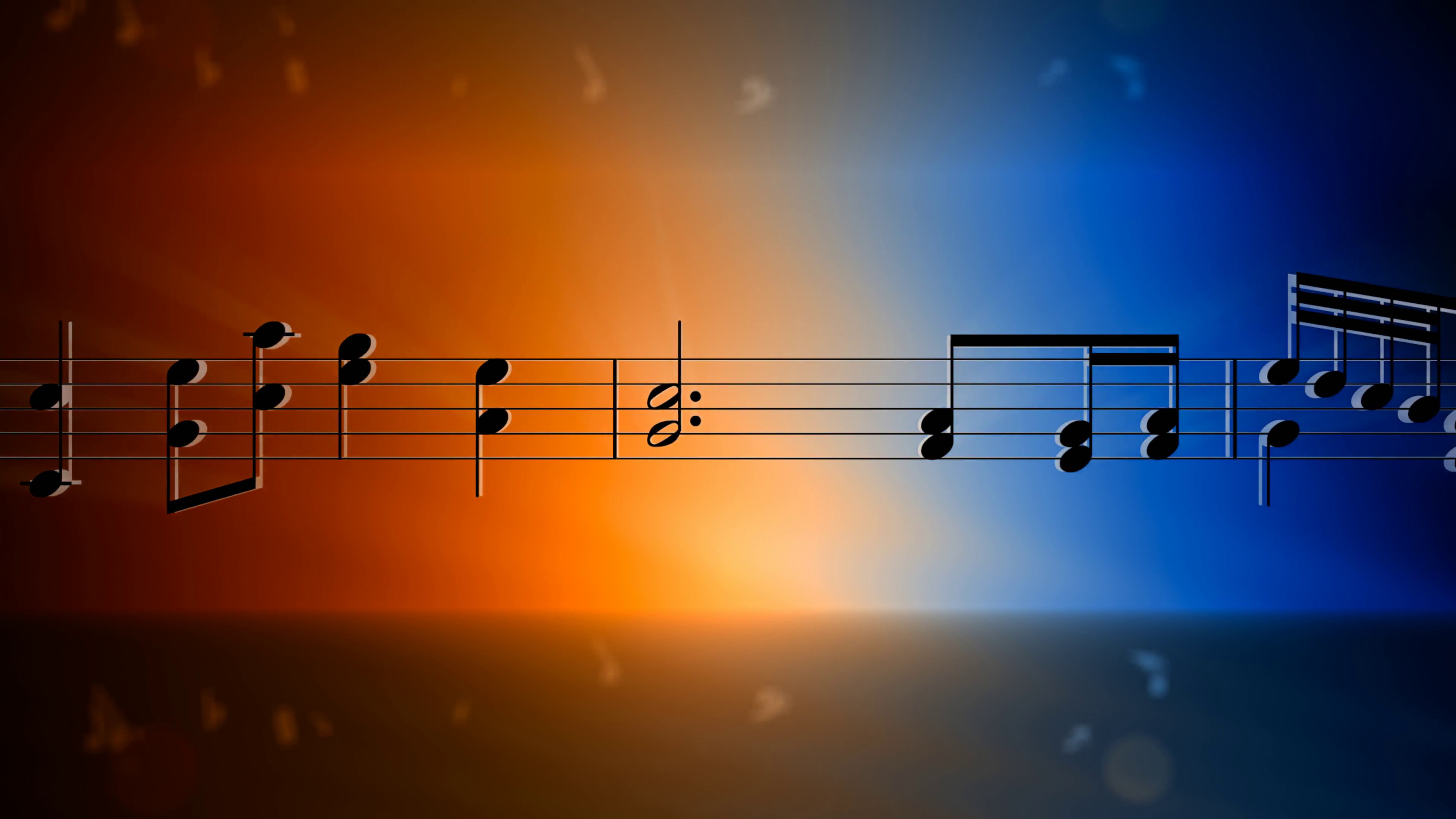 3840x2160 Music staff and notes background