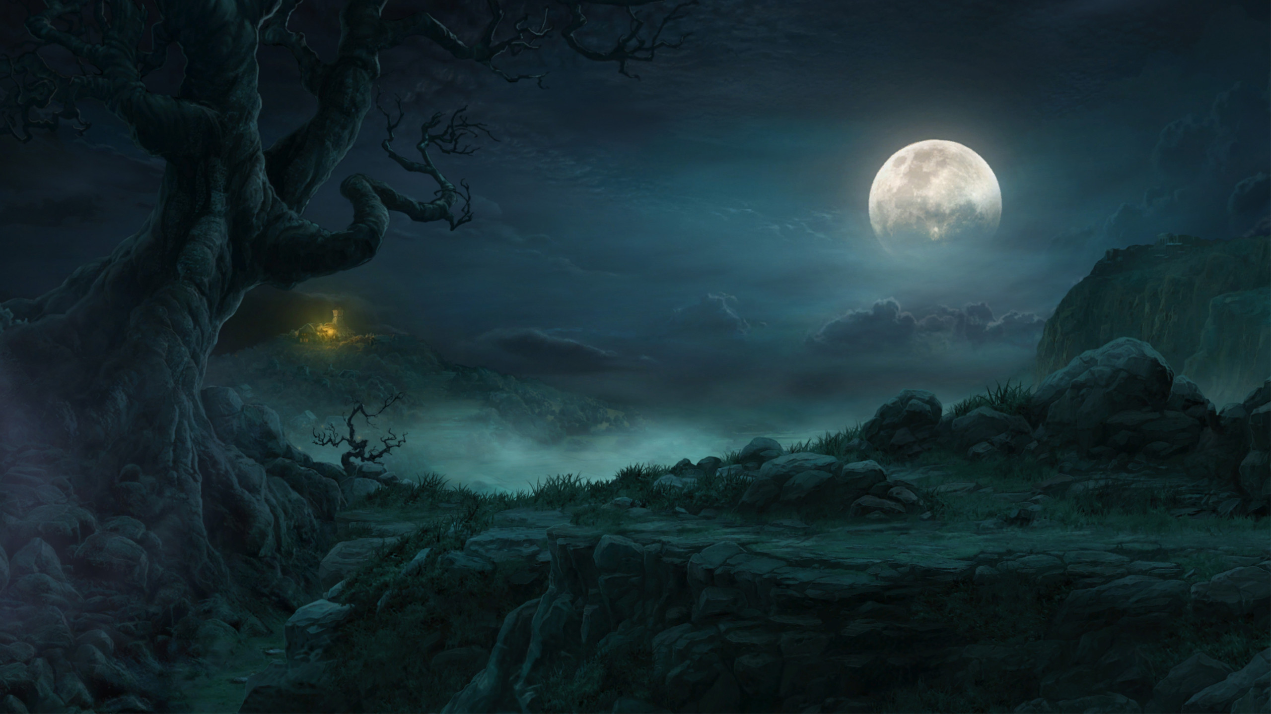 2560x1440 Video Game - Diablo III Fantasy Sci Fi Landscape Dark Blue Moon Wallpaper