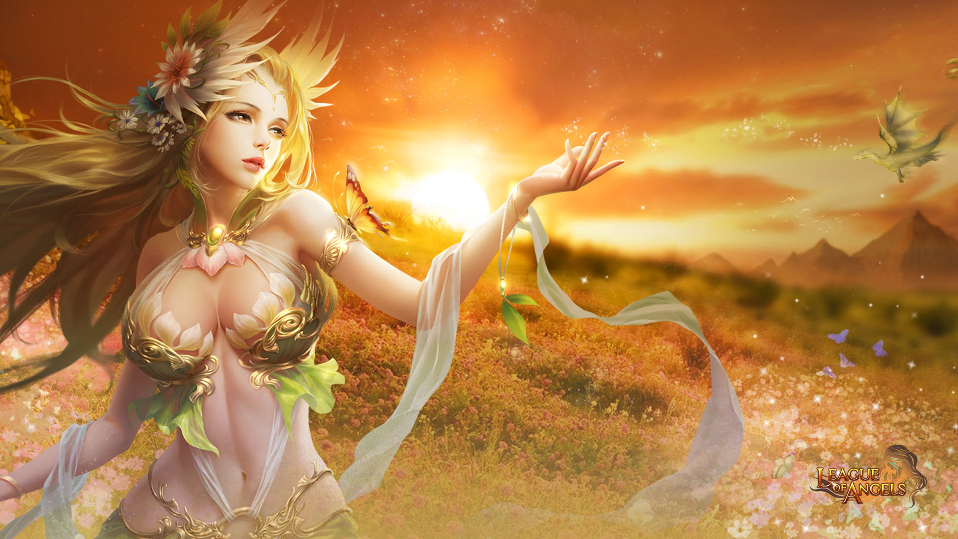 1920x1080 Animated Angel With Butterfly Hd Wallpaper