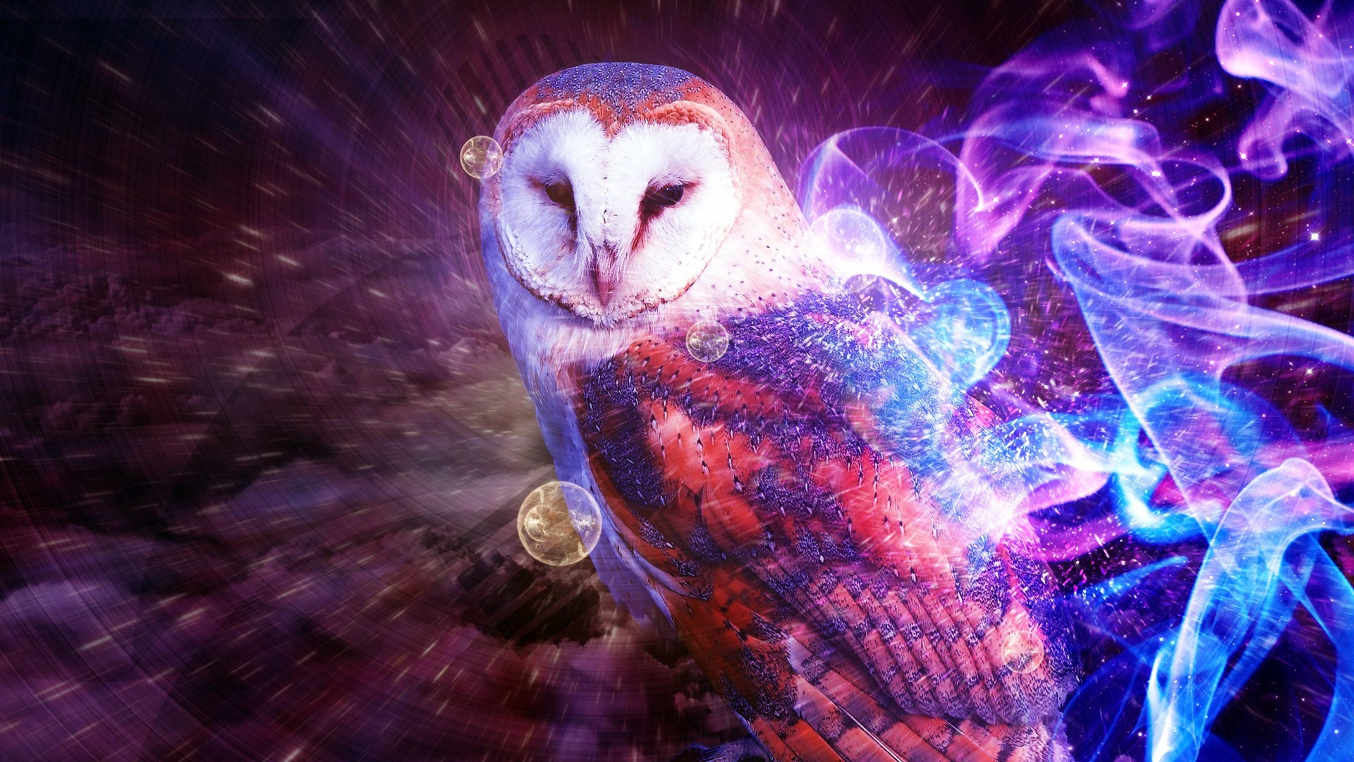 1920x1080 Some trippy owl thing.