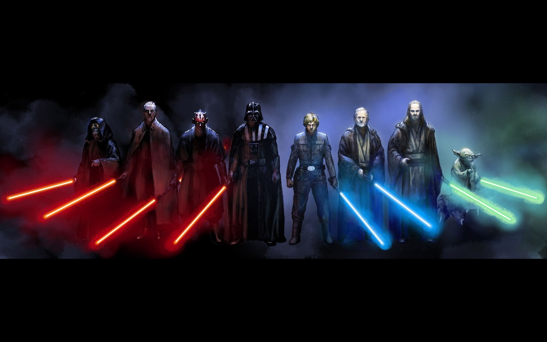1920x1200 Yoda, Obi Wan Kenobi, Luke Skywalker, Qui Gon Jinn, Darth Vader, Darth  Maul, Darth Sidious, Count Dooku, Star Wars Wallpapers HD / Desktop and  Mobile ...