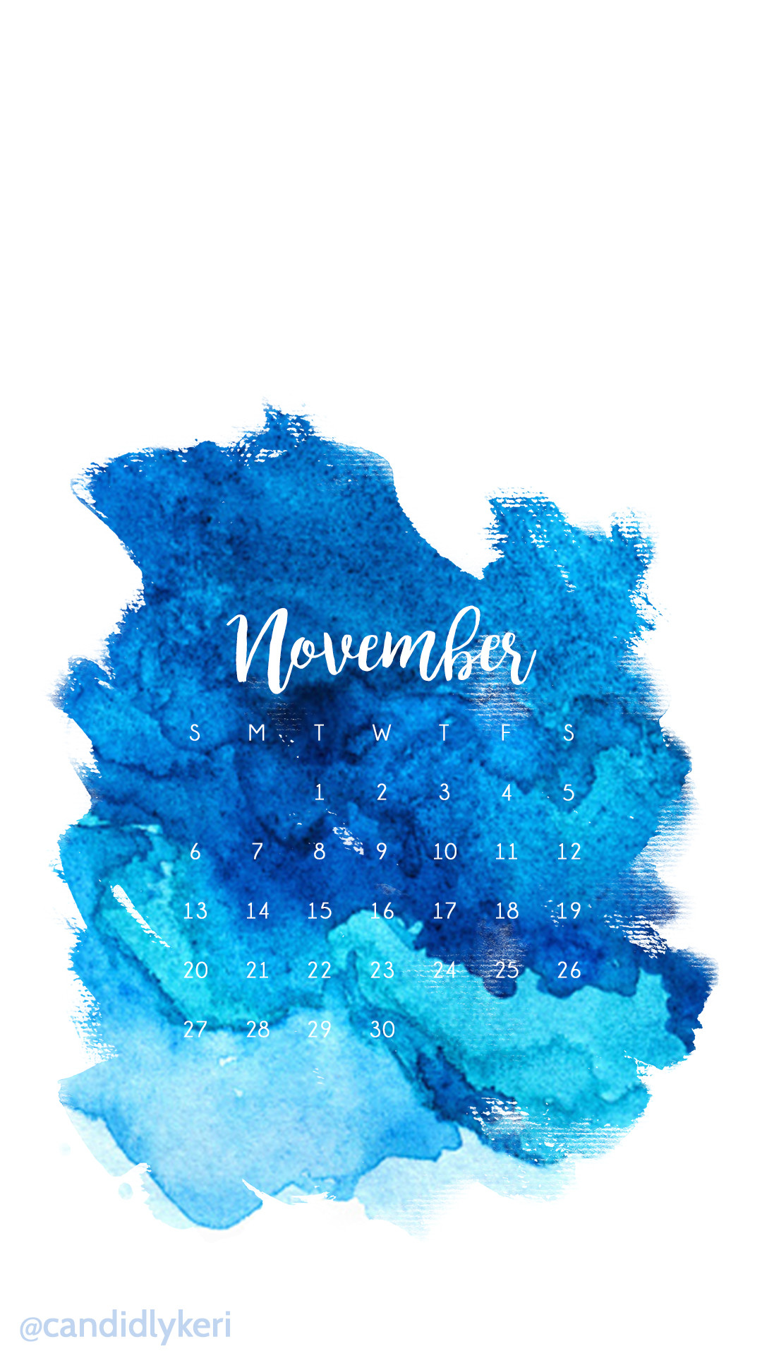 1080x1920 Dark Blue light Blue ocean Watercolor November calendar 2016 wallpaper you  can download for free on