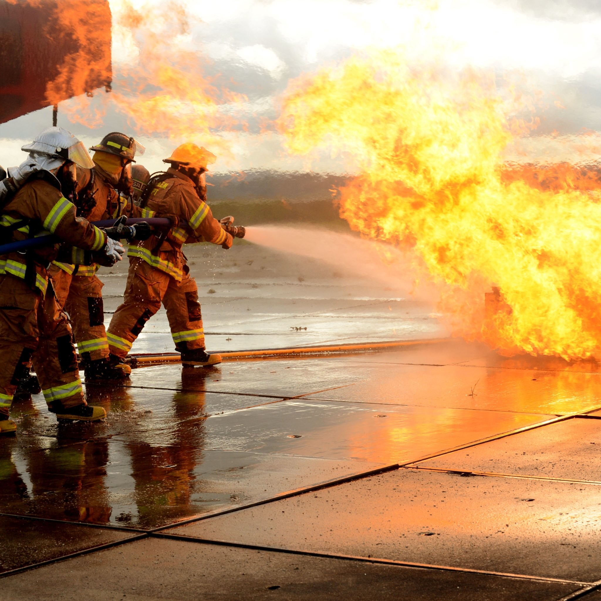 2048x2048 HD Wallpaper: Firefighters Exercise