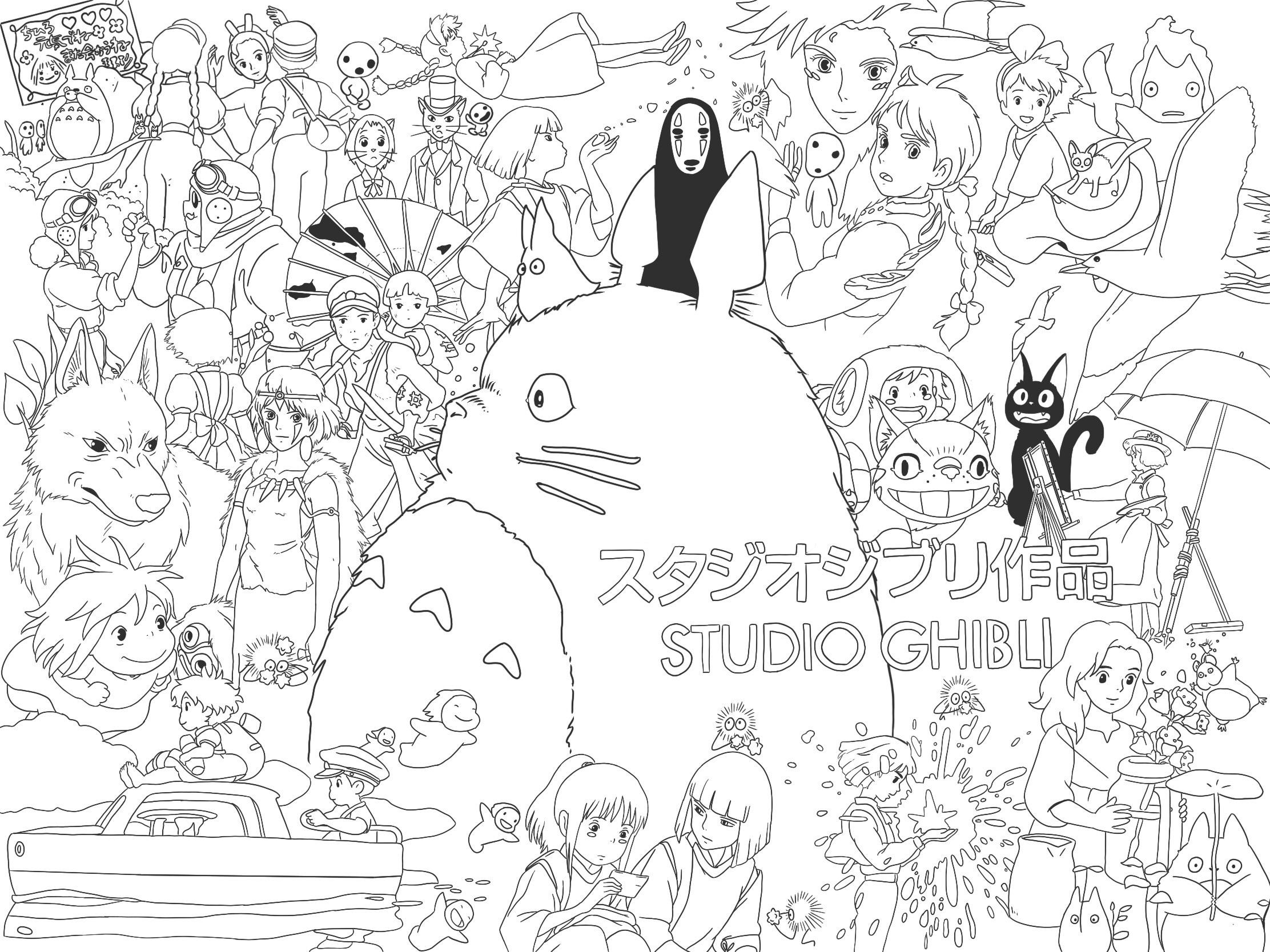 2224x1668 I made myself a wallpaper coloring book page traced ghibli jpg   Art made coloring book