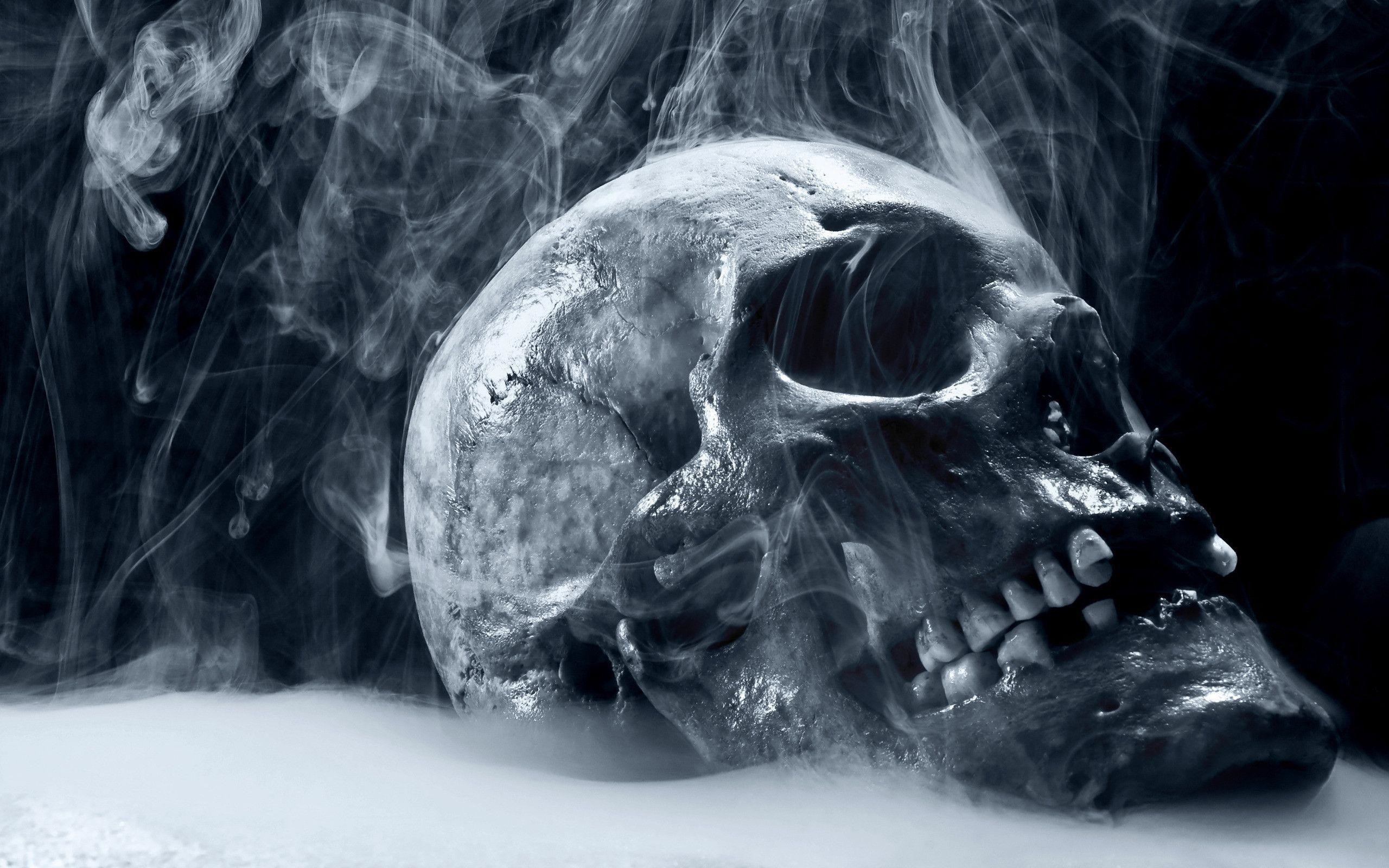 2560x1600 Skull Smoke Blue Scary Death wallpaper #