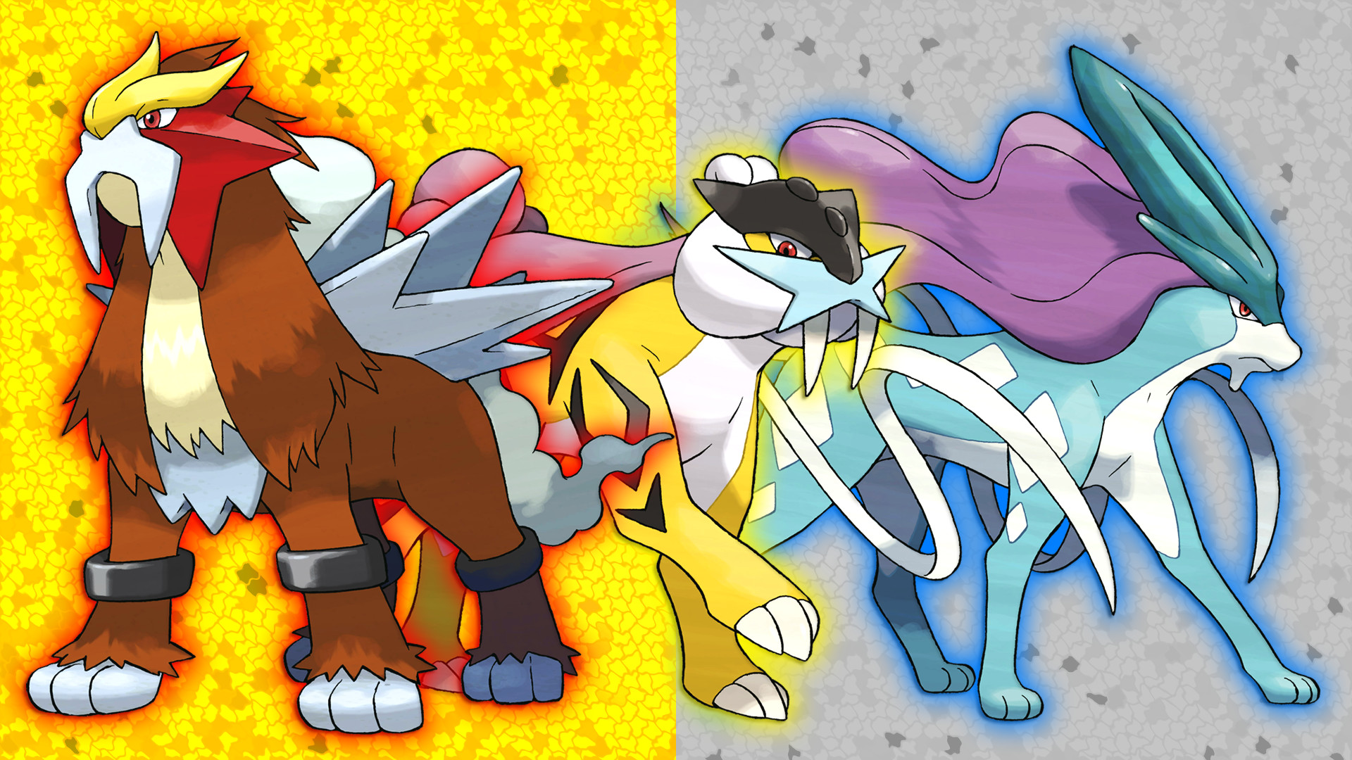 1920x1080 Entei, Raikou and Suicune Wallpaper (V2) by Glench
