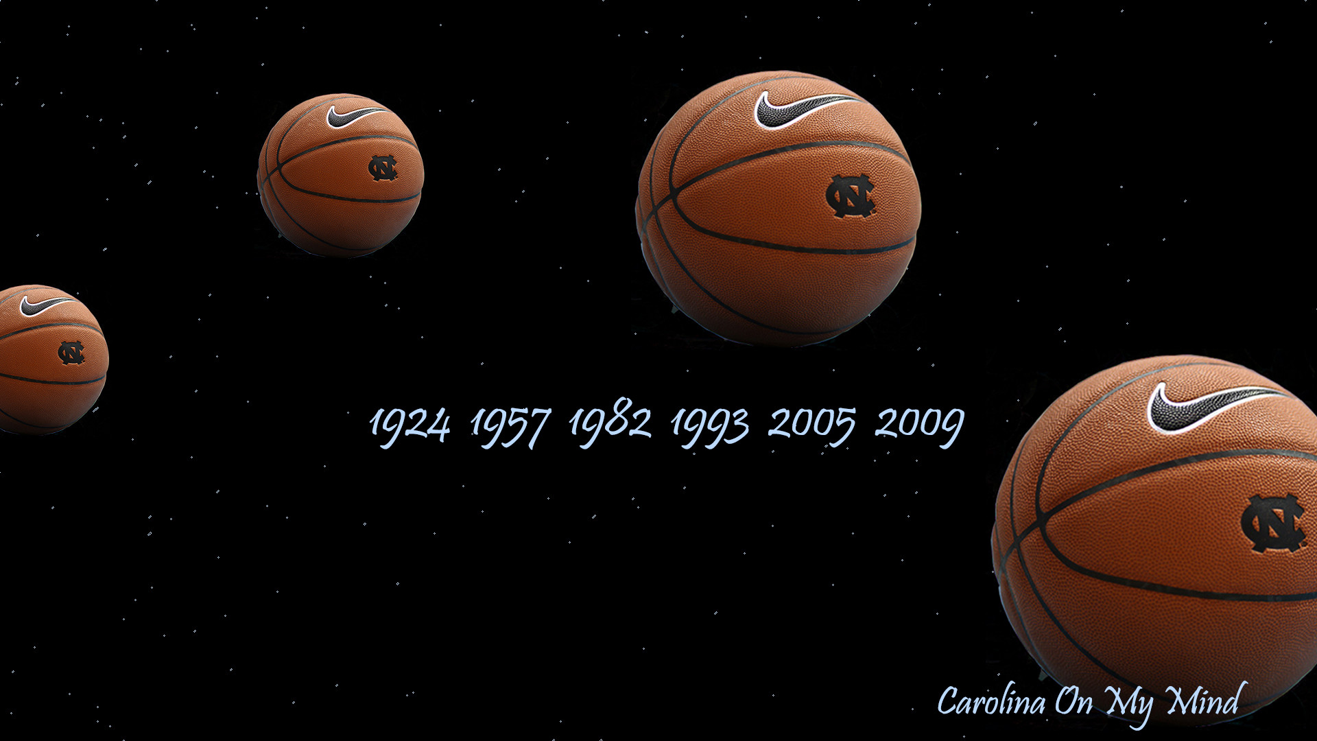 1920x1080 UNC Desktop Wallpaper - Basketballs in Dark Sky