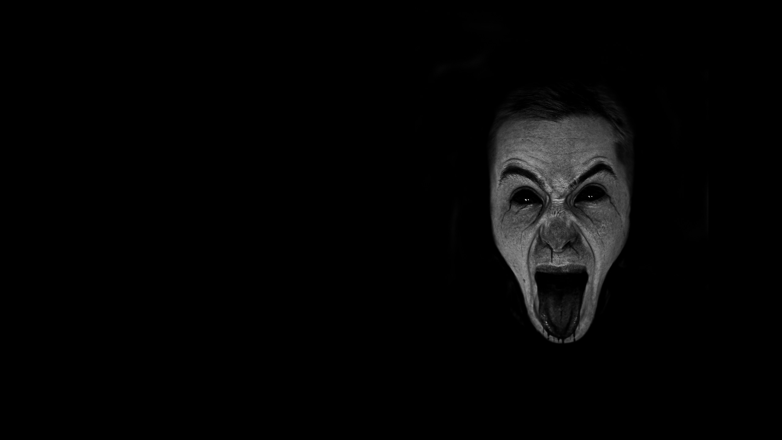 2560x1440 Gothic Women Face | dark horror gothic mood scream expression evil face  wallpaper .