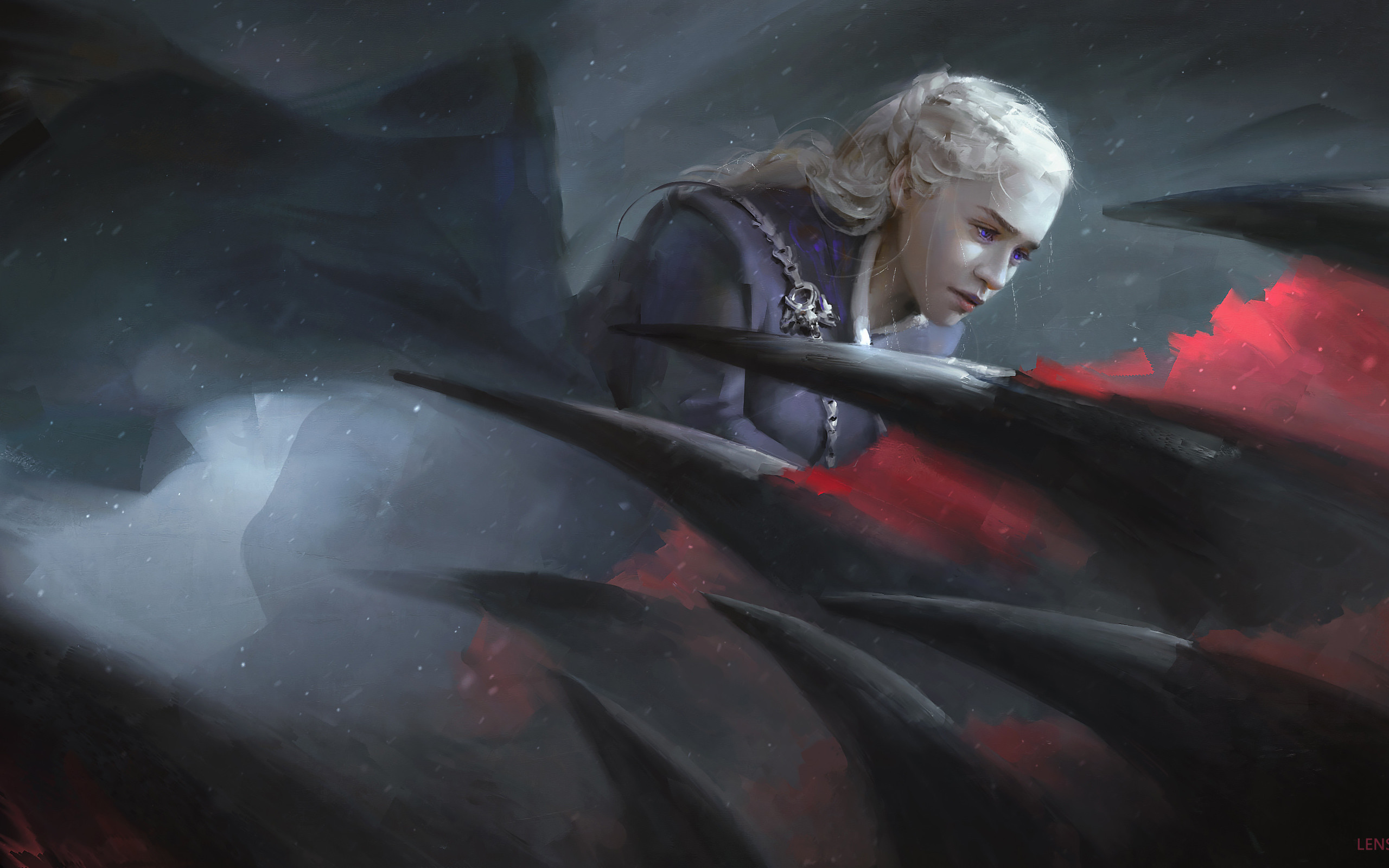 2560x1600 Daenerys Targaryen Riding Dragon