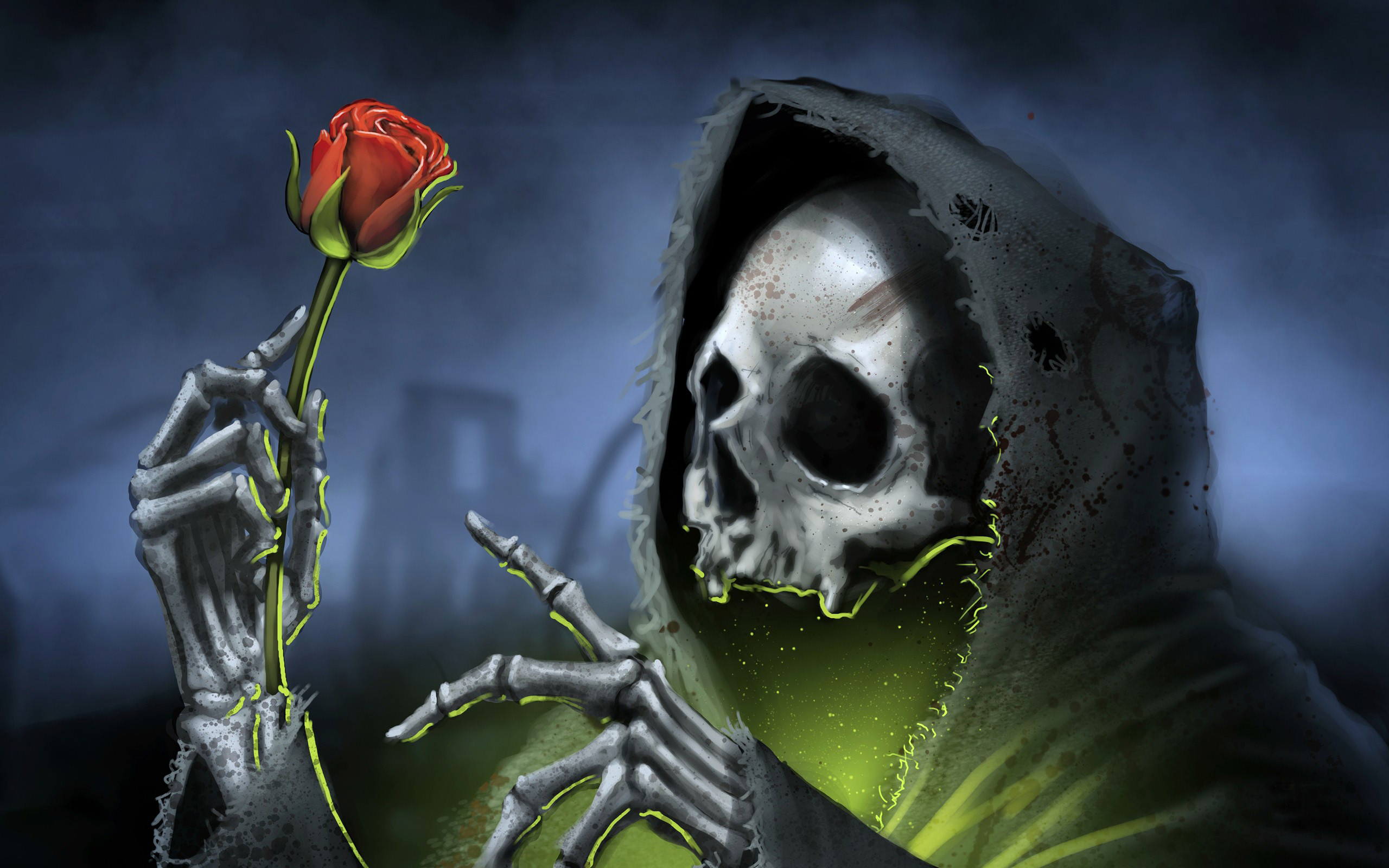 2560x1600 Fantasy Artwork Grim Reaper Rose