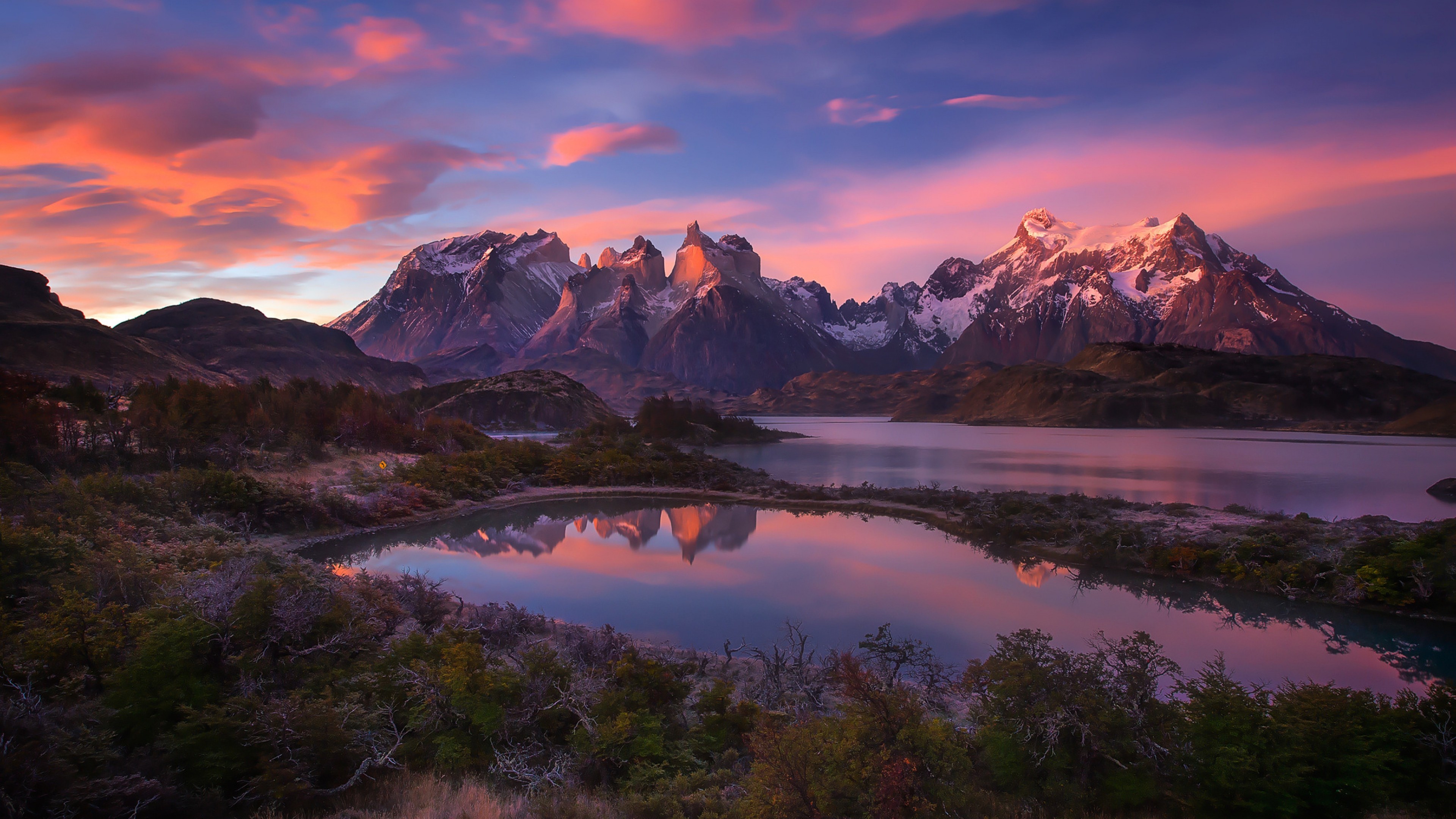 3840x2160 South America Patagonia Andes Mountains Lake