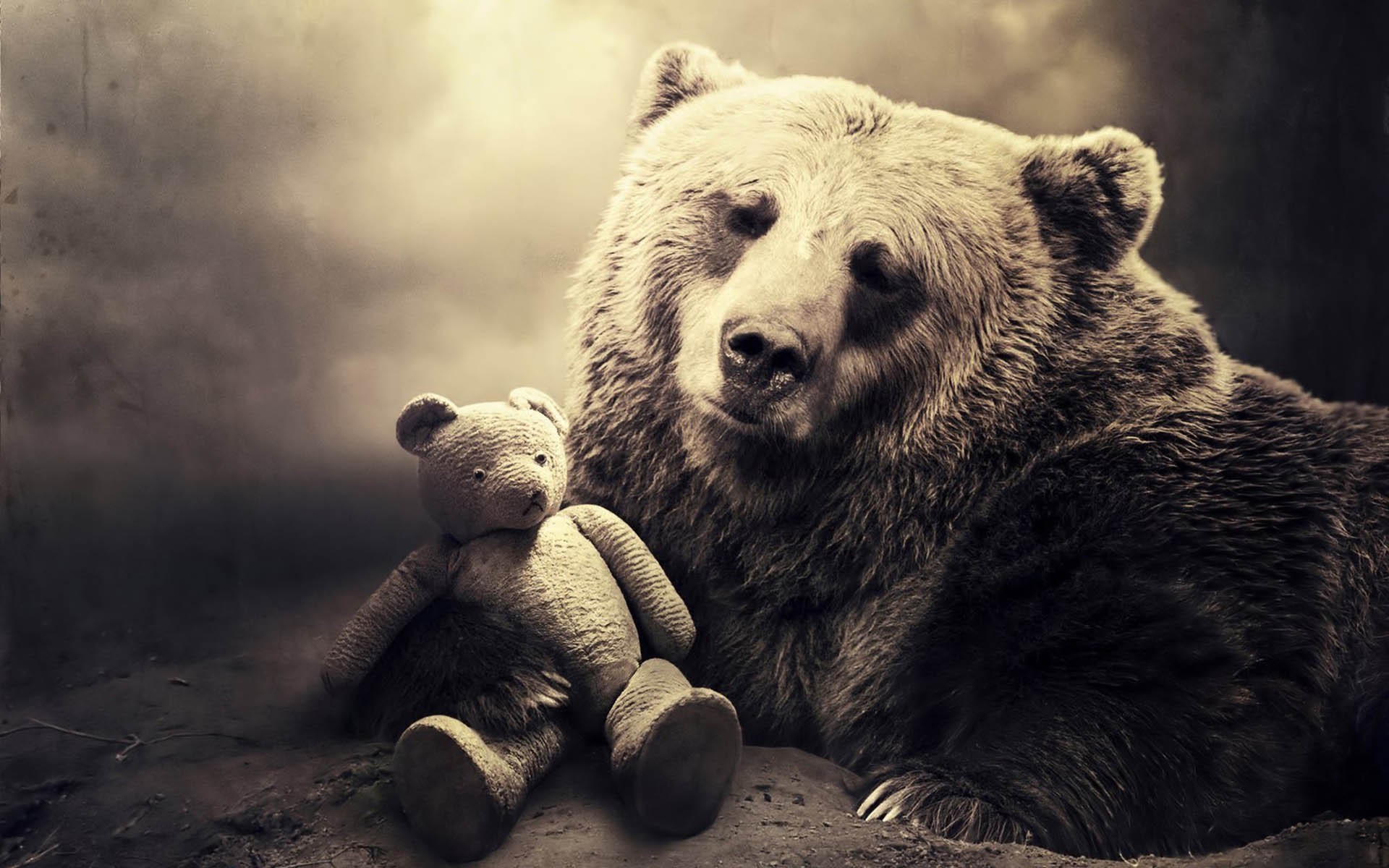 1920x1200 Bear with Teddy bear