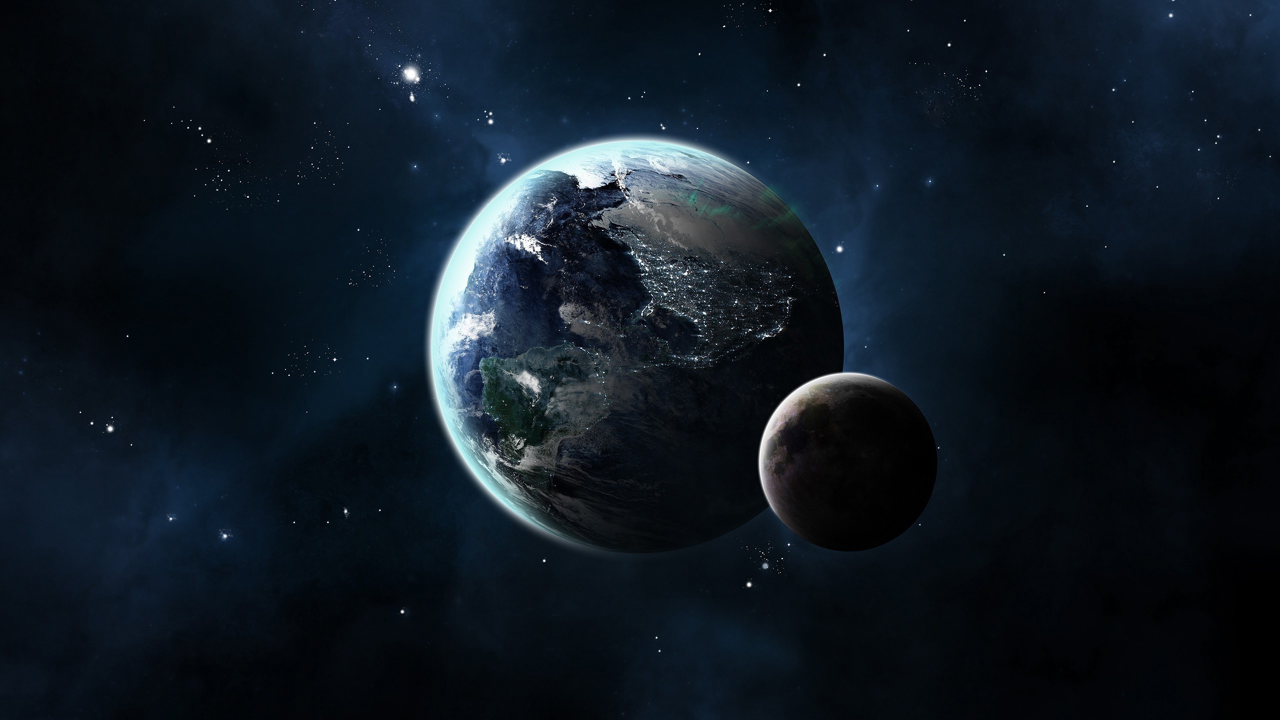 2560x1440 CG Render, Space, Planet, Moon, Stars, Earth Wallpapers HD / Desktop and  Mobile Backgrounds