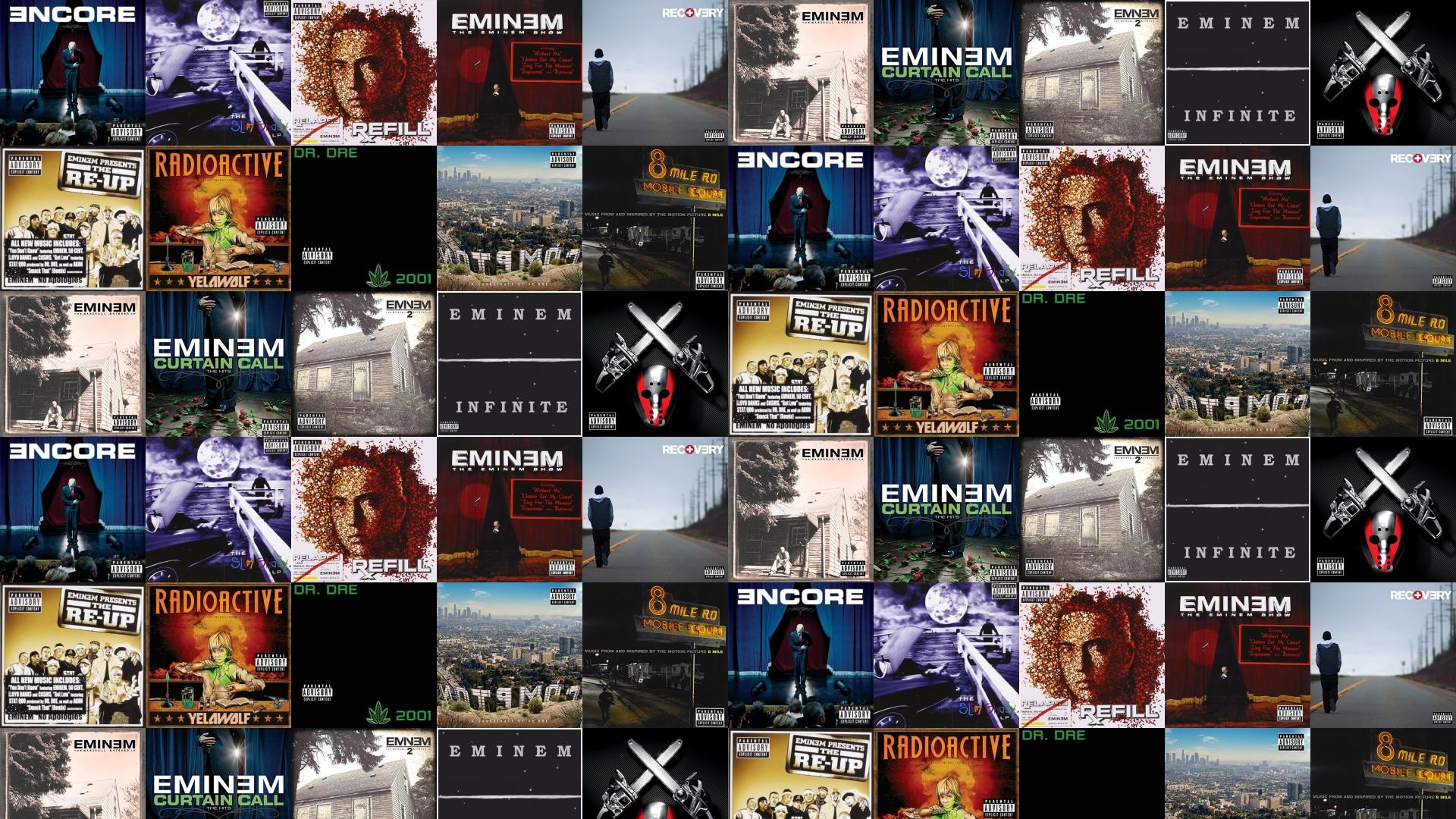 1920x1080 Download this free wallpaper with images of Eminem – Encore, Eminem – The  Slim Shady LP, Eminem – Relapse, Eminem – The Eminem Show, Eminem –  Recovery, ...
