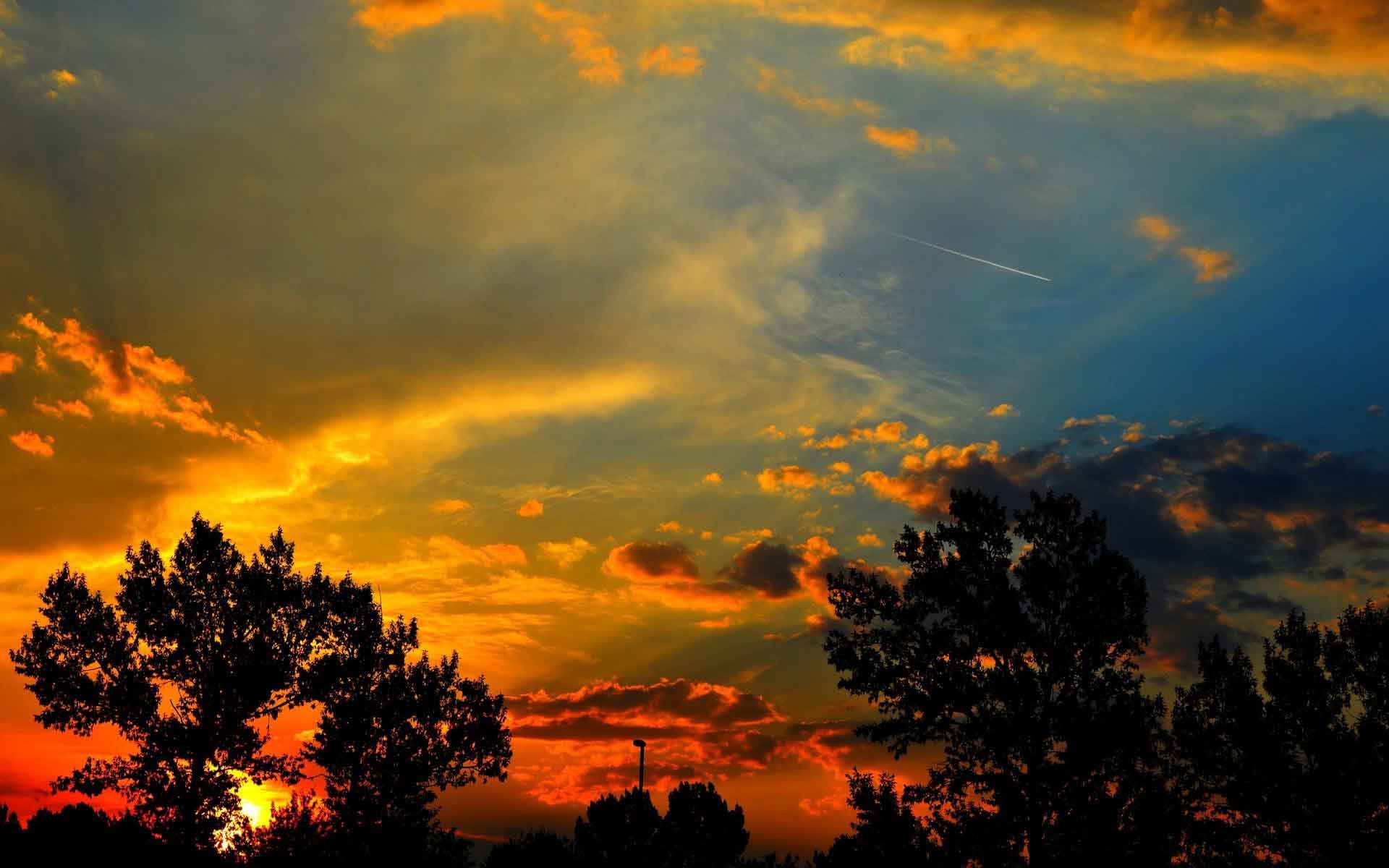 1920x1200 Sunrise Sunset Landscape Clouds Silhouette Trees Sky Cool Nature Desktop  Backgrounds