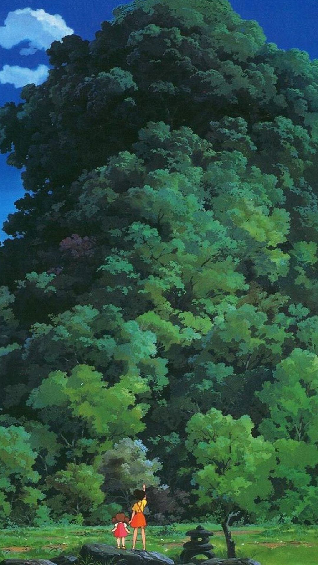 1080x1920 Studio Ghibli Tree Green Art Illustration Love Anime iPhone 6.
