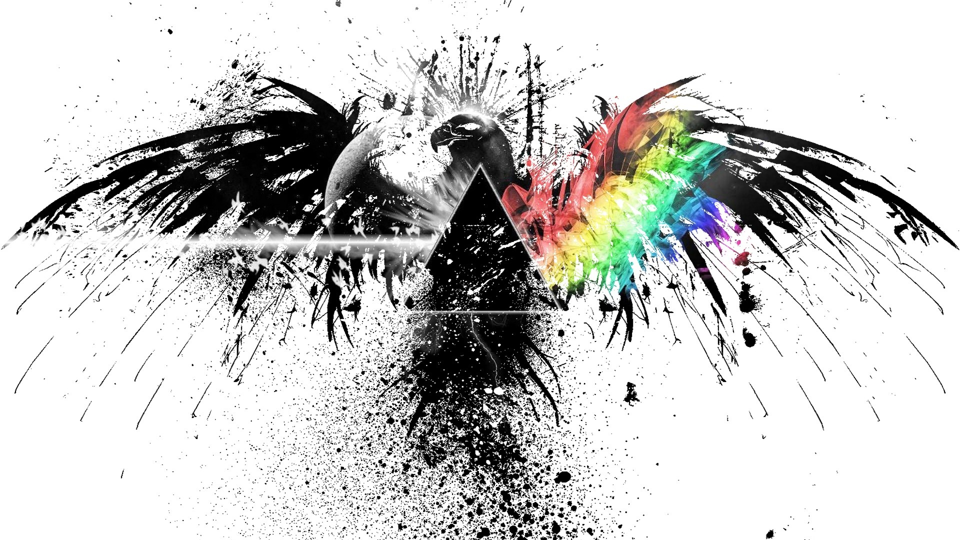 1920x1080 pink floyd black and white rainbow eagle graffiti spray