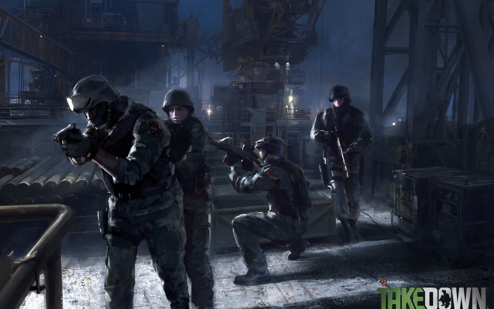 1920x1200 soldiers police swat street night weapons guns wallpaper background  