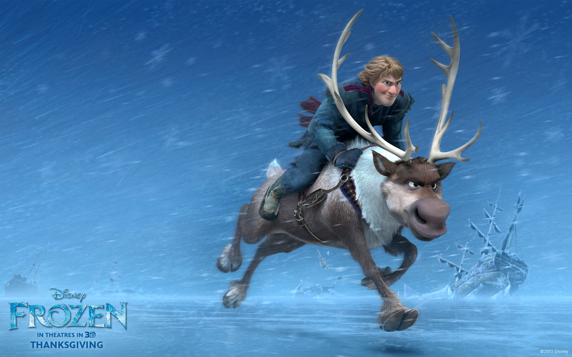 1920x1200 Kristoff and Sven the reindeer from Disney movie Frozen wallpaper