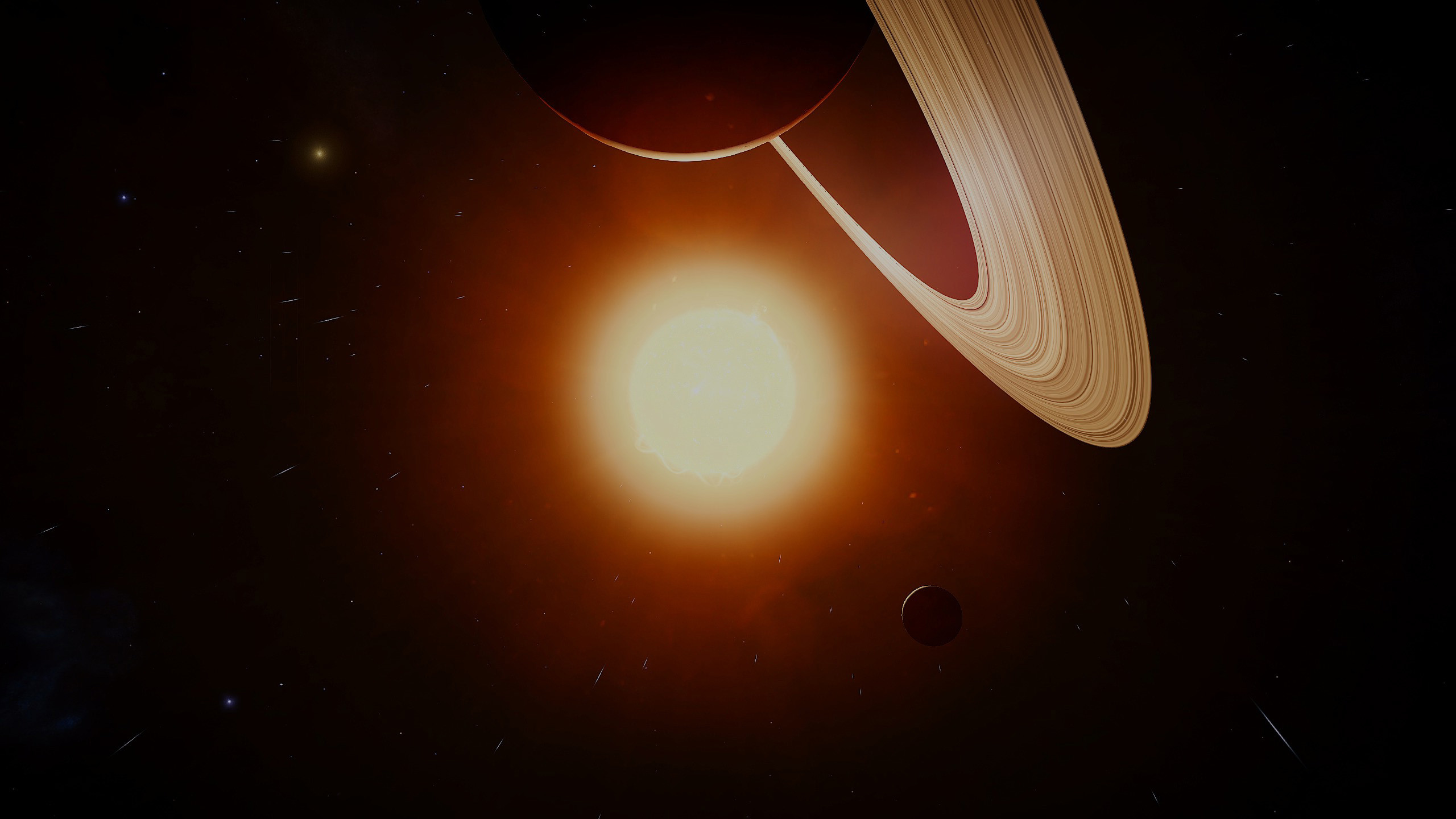 2560x1440 Space Sun and Saturn wallpaper