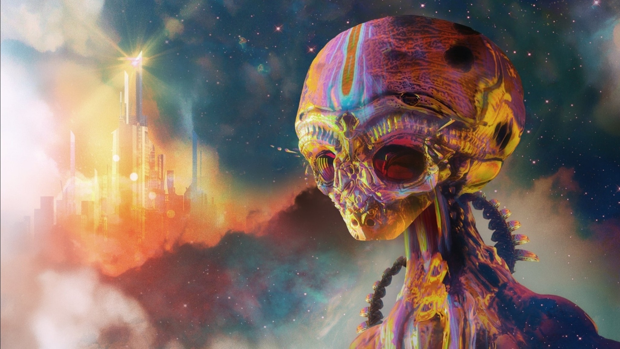 2048x1152  Wallpaper alien, art, colorful