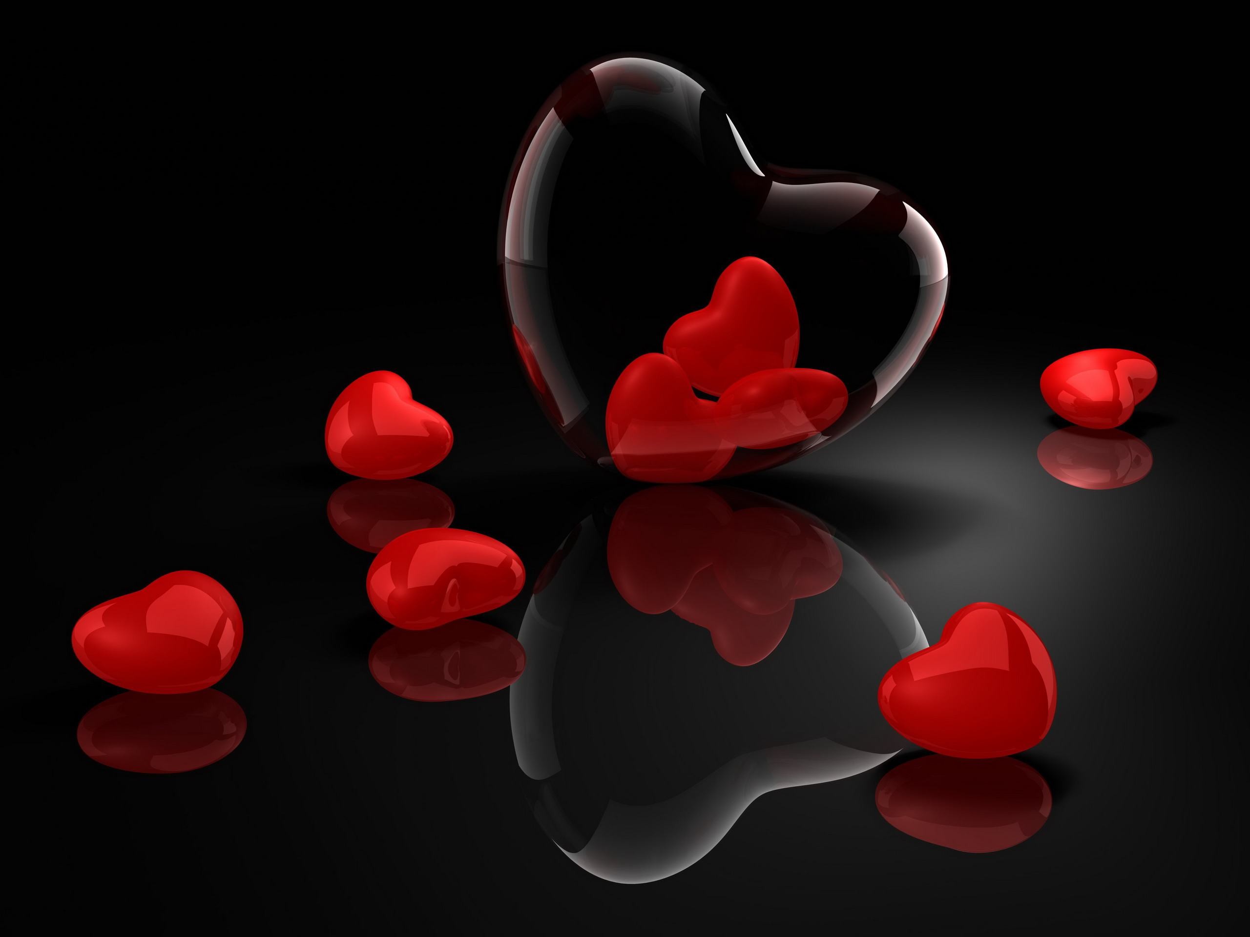 2560x1920 3D Red Heart Valentine Day Wallpaper