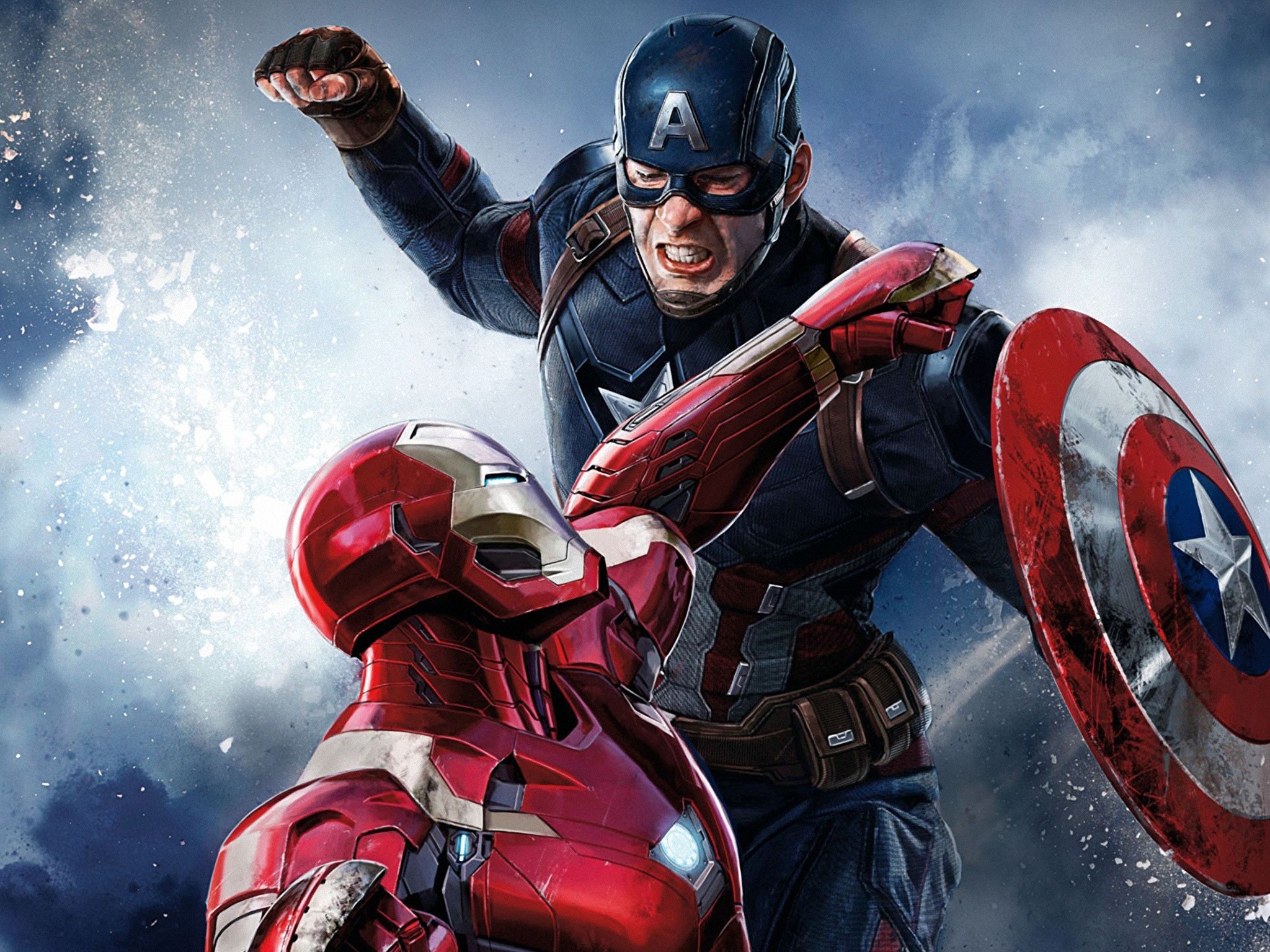 2048x1536 Photos Captain America: Civil War Shield Heroes comics Iron Man hero Captain  America hero 2