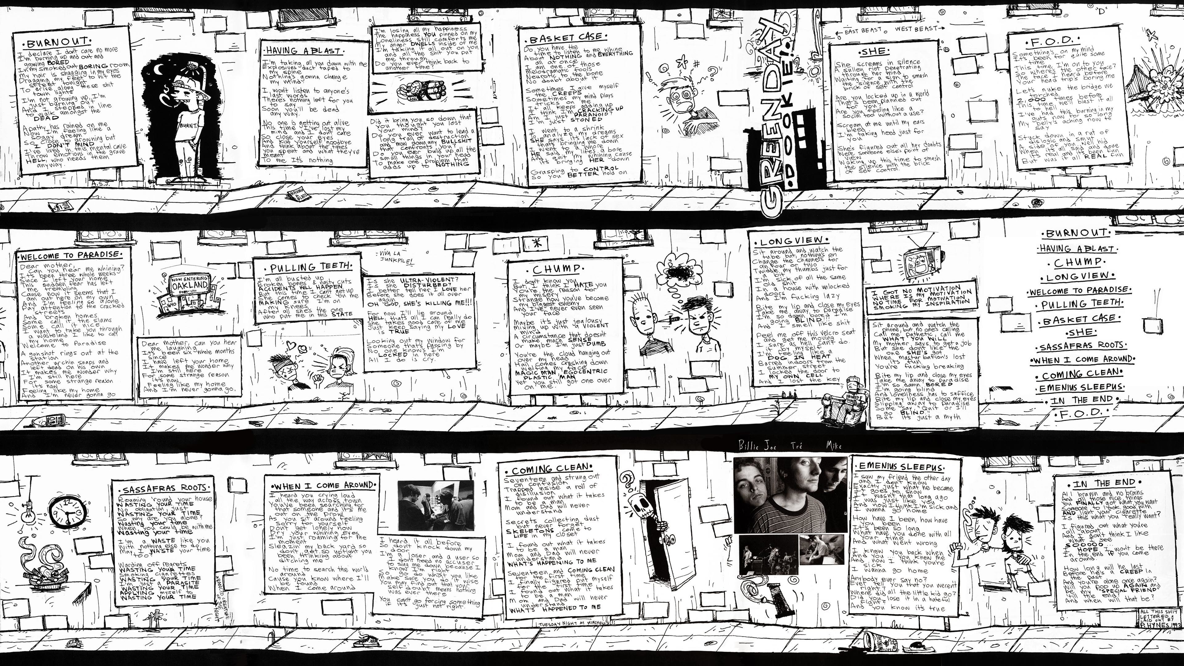 3840x2160 Green Day - Dookie - Lyric Book Wallpaper
