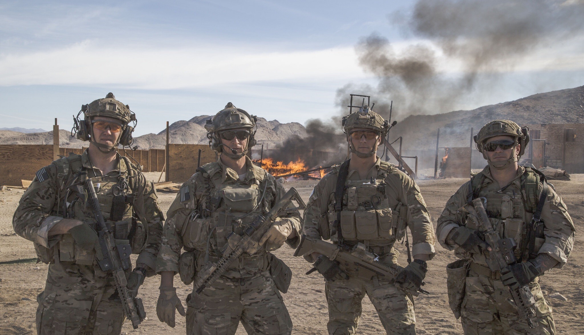 2048x1176 U.S. Army Rangers from Alpha Company 1st Battalion 75th Ranger Regiment  pose for a photo during