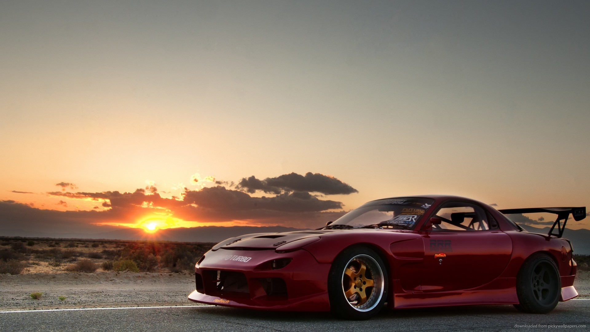 1920x1080 Red Mazda RX-7 At Sunset picture