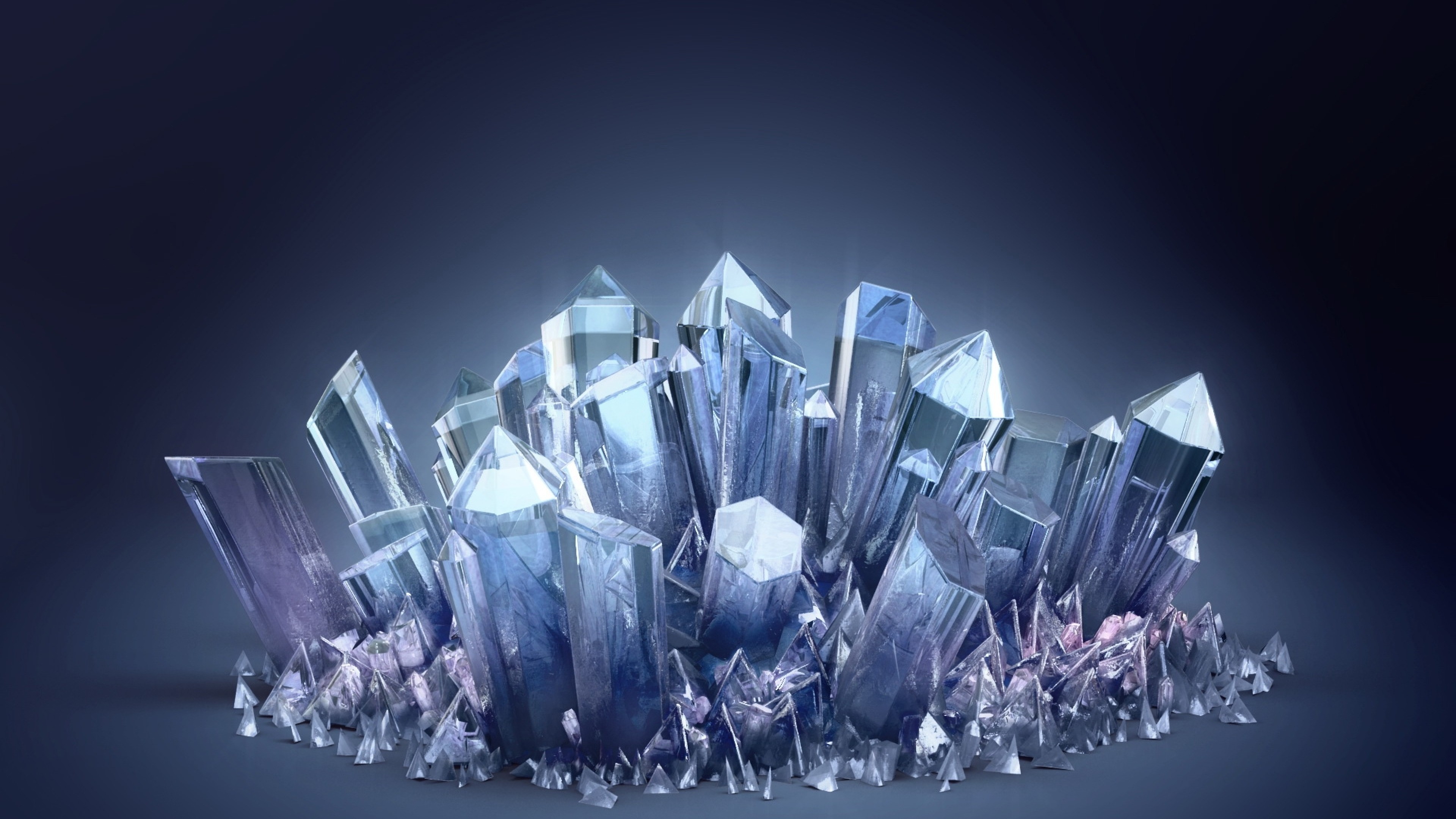 3840x2160 Preview wallpaper 3d, crystal, crystals, 3d crystal, blue crystal 