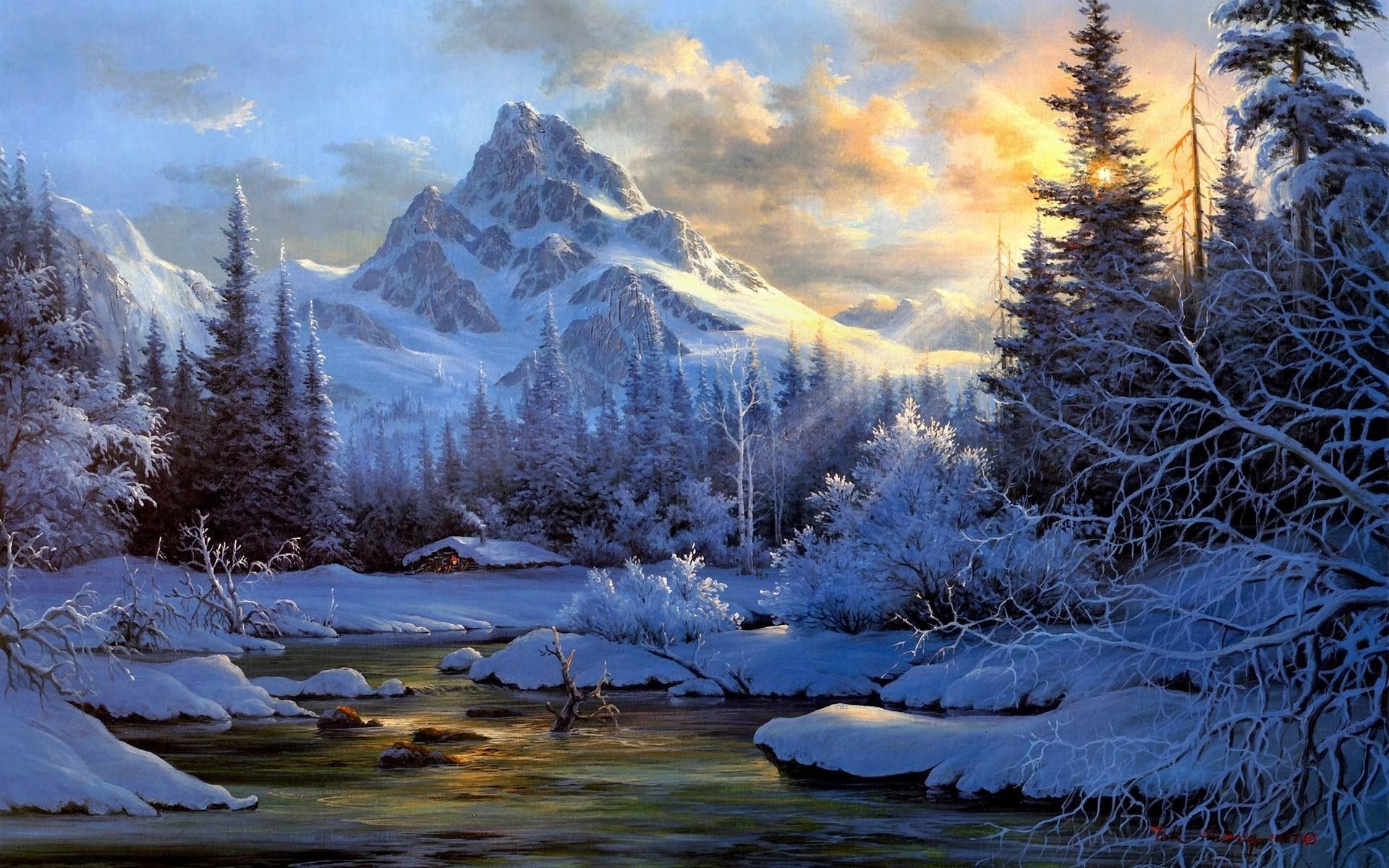 1920x1200 Mountain Landscape Painting
