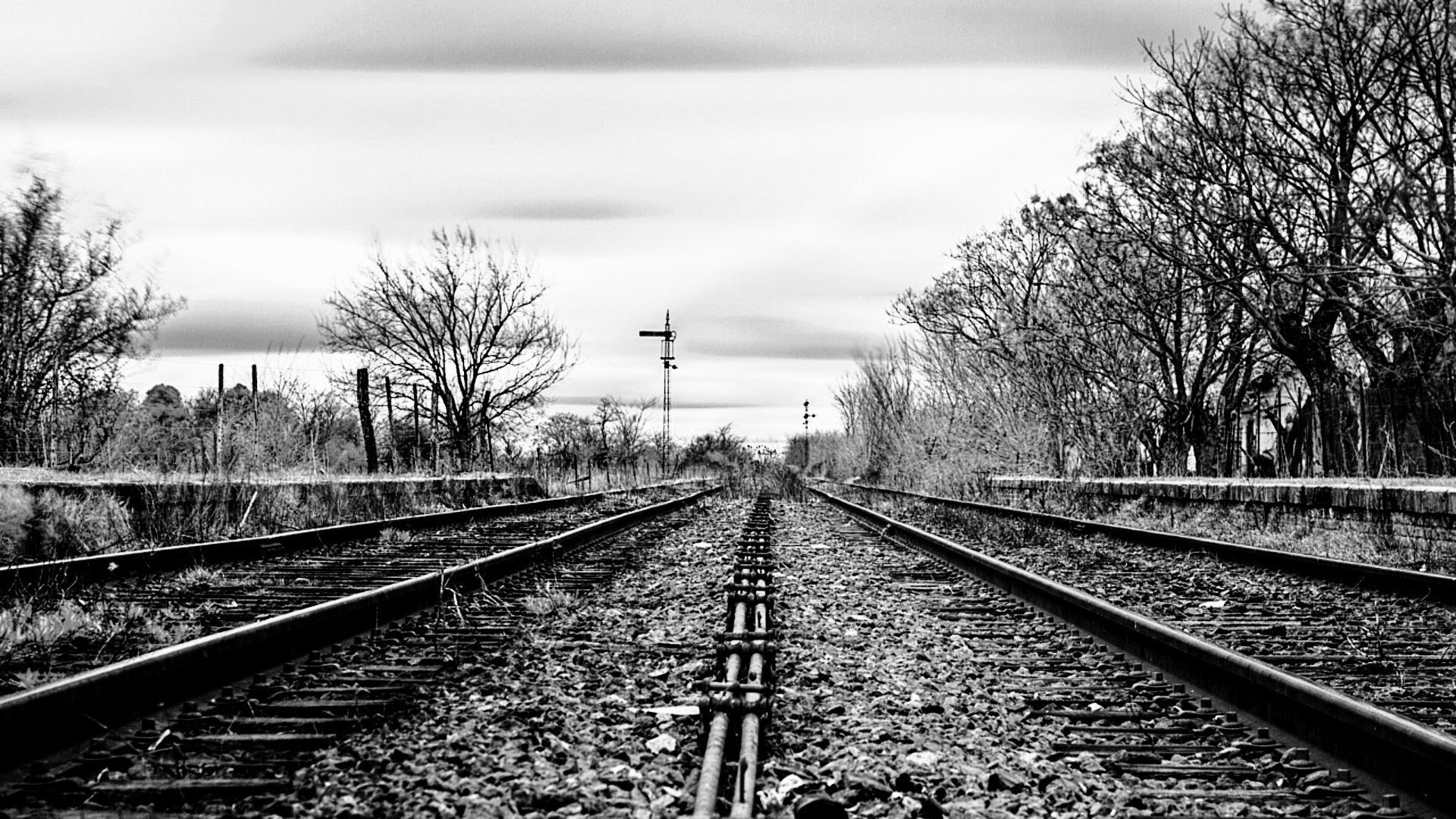 1920x1080 Download Railway Track Black and White Photography HD Wallpaper .