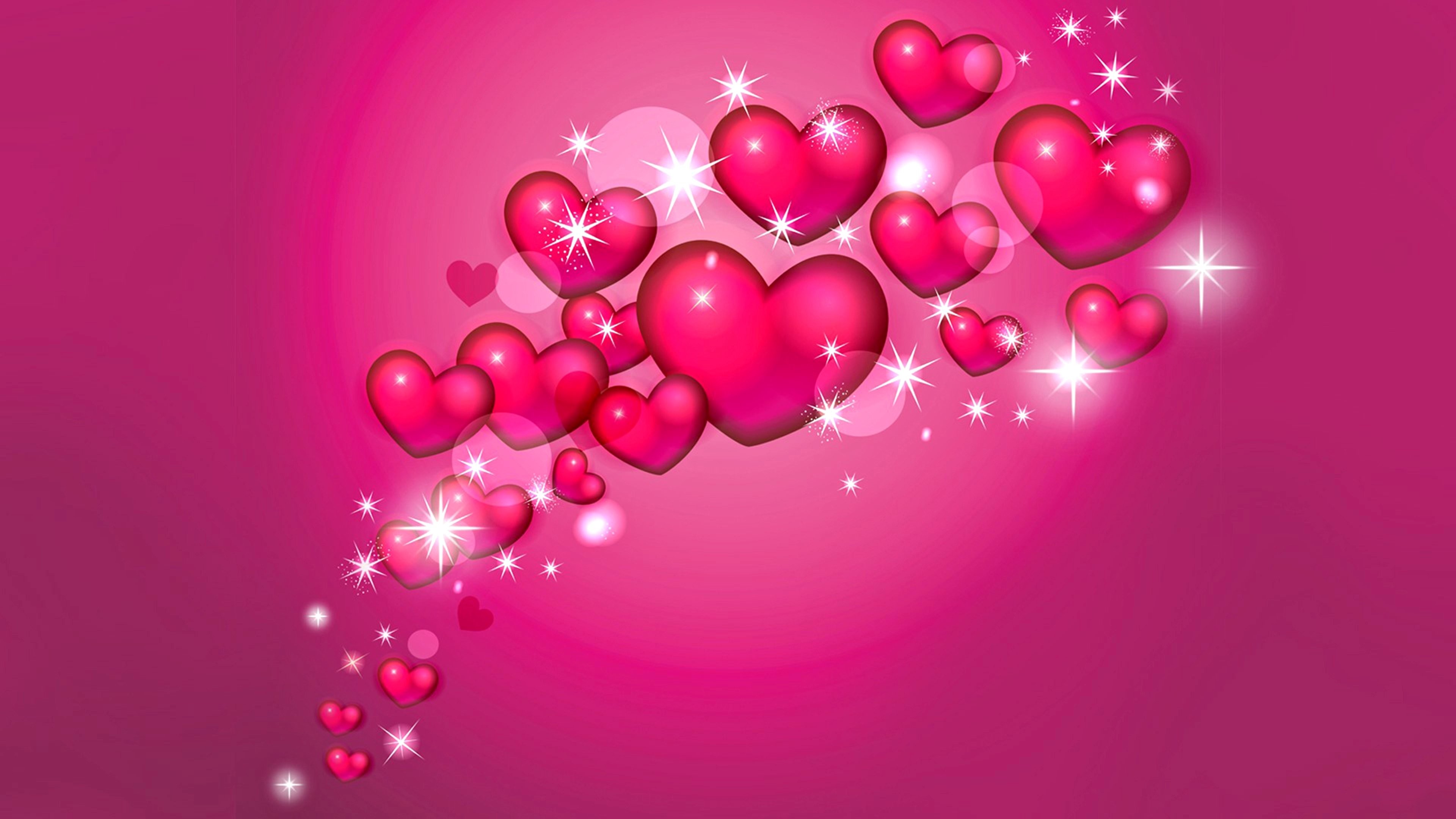 3840x2160 Artistic - Heart Artistic Pink Sparkles Glitter Wallpaper