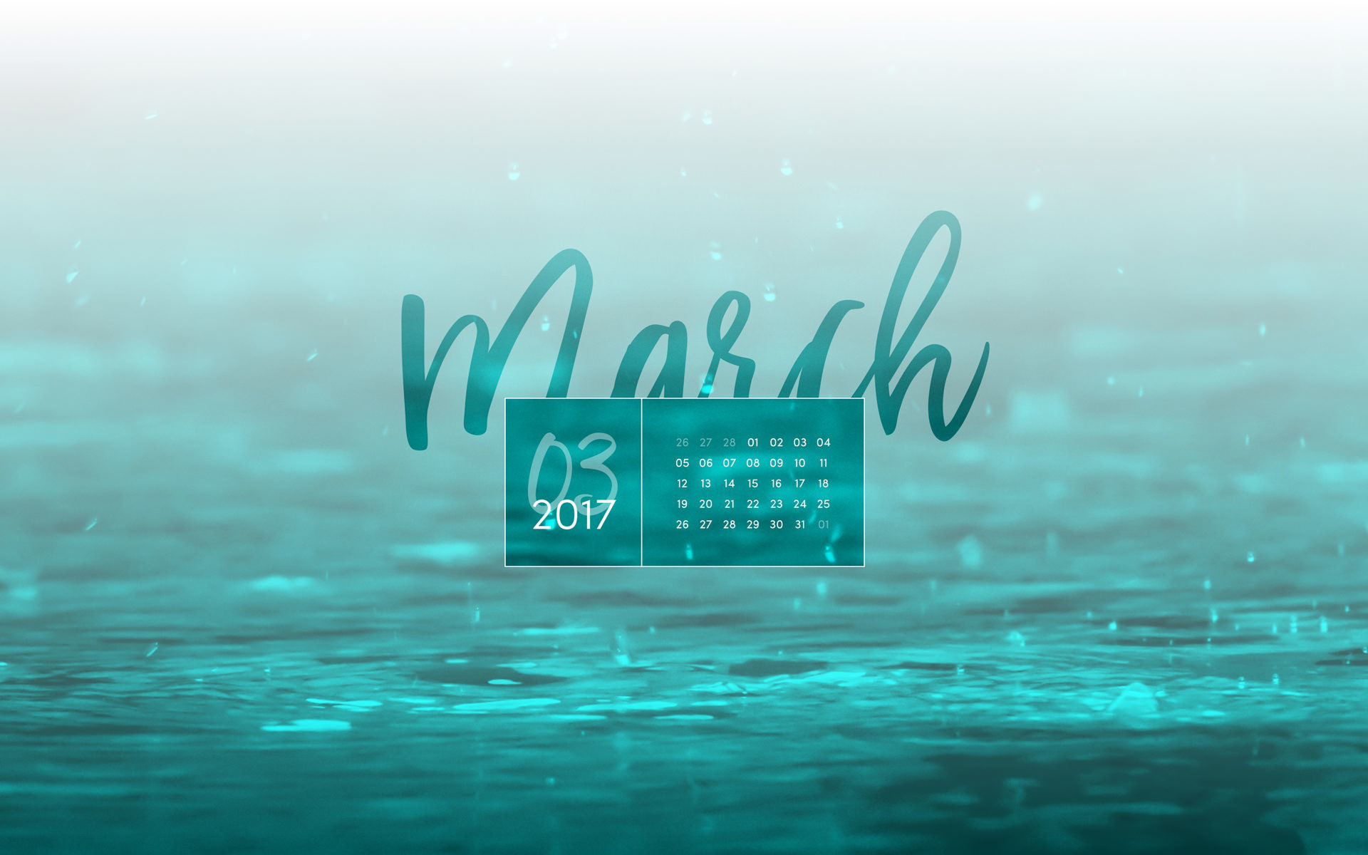 1920x1200 March 2017 Desktop Calendar Wallpaper