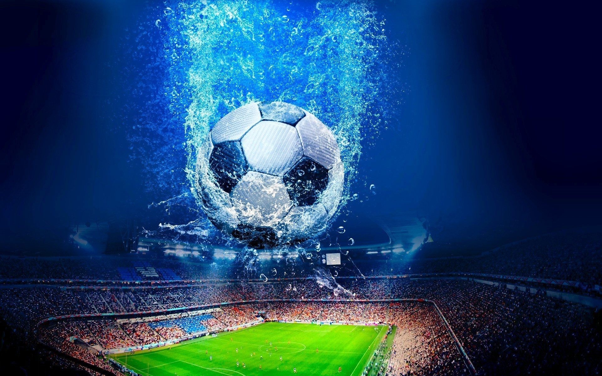 1920x1200 Football stadium ball water splash 3D wallpapers