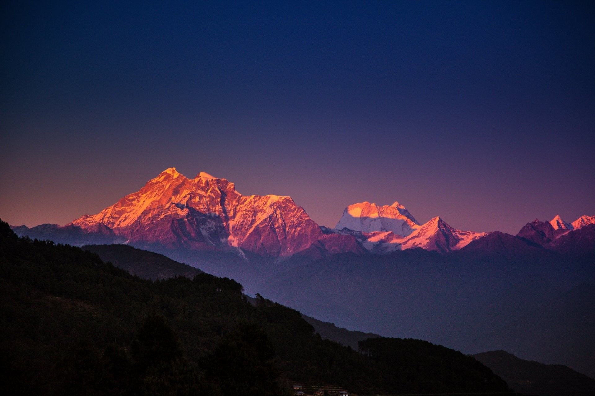 1920x1280 nepal himalayas mountain tree night blue sky